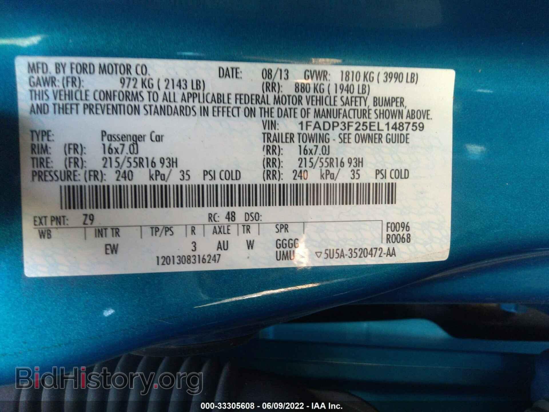 2014 FORD FOCUS - VIN: 1FADP3F25EL148759 - Фото 9