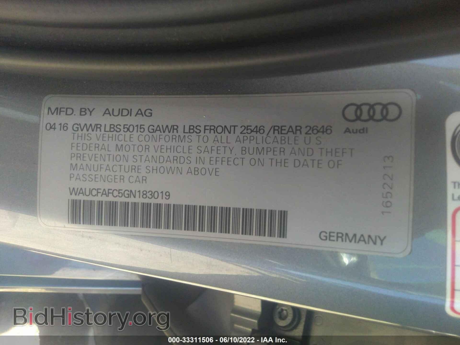 2016 AUDI A6 - VIN: WAUCFAFC5GN183019 - Фото 9