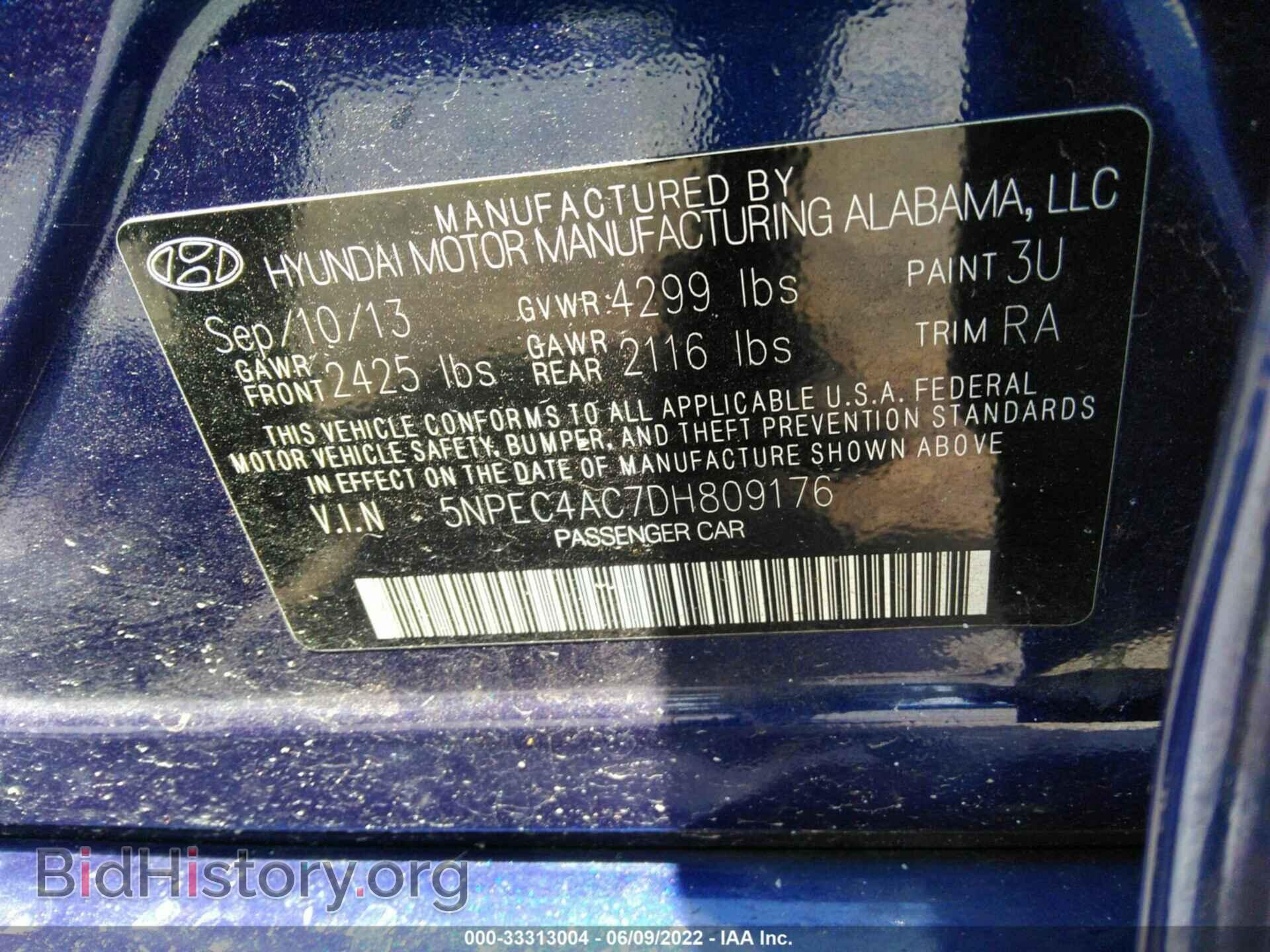 2013 HYUNDAI SONATA - VIN: 5NPEC4AC7DH809176 - Фото 9