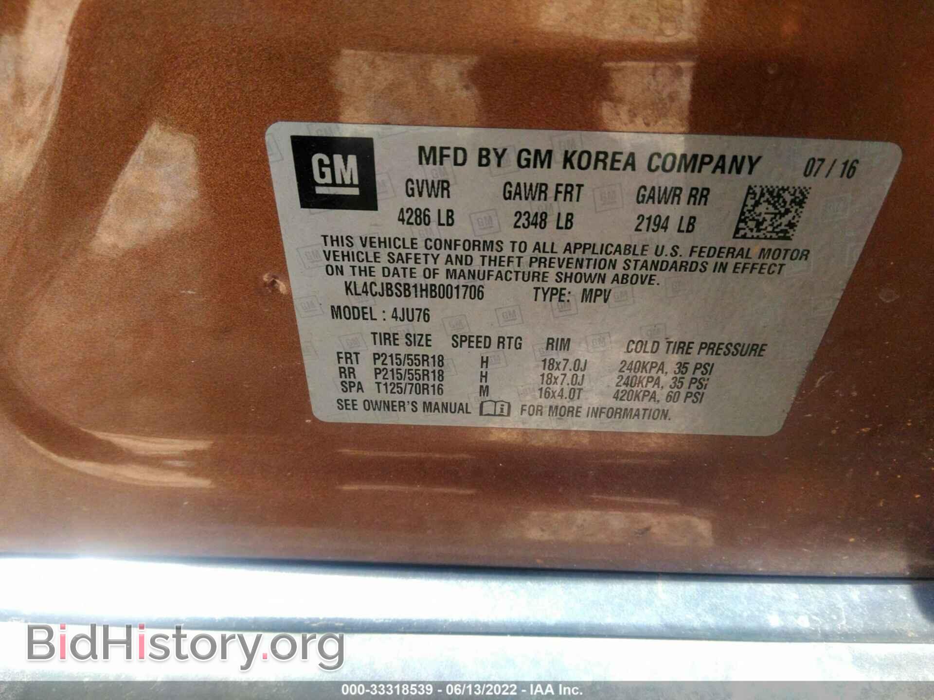 2017 BUICK ENCORE - VIN: KL4CJBSB1HB001706 - Photo 9