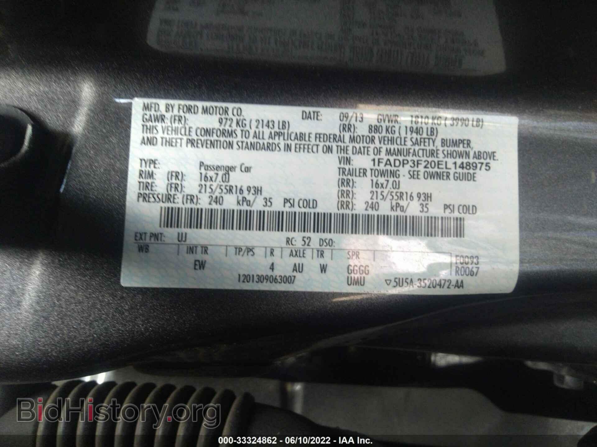 2014 FORD FOCUS - VIN: 1FADP3F20EL148975 - Фото 9