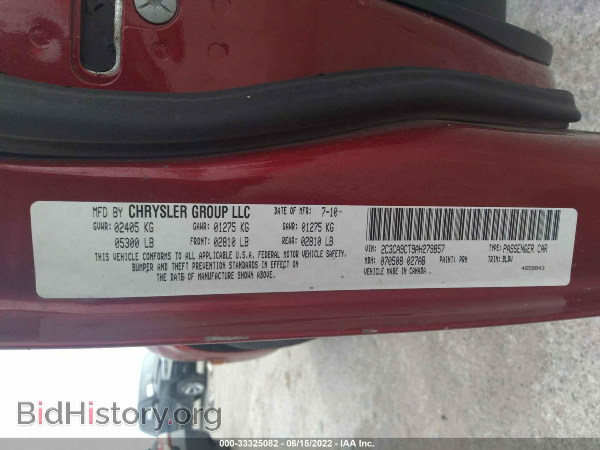 2010 CHRYSLER 300 - VIN: 2C3CA9CT9AH279857 - Фото 9