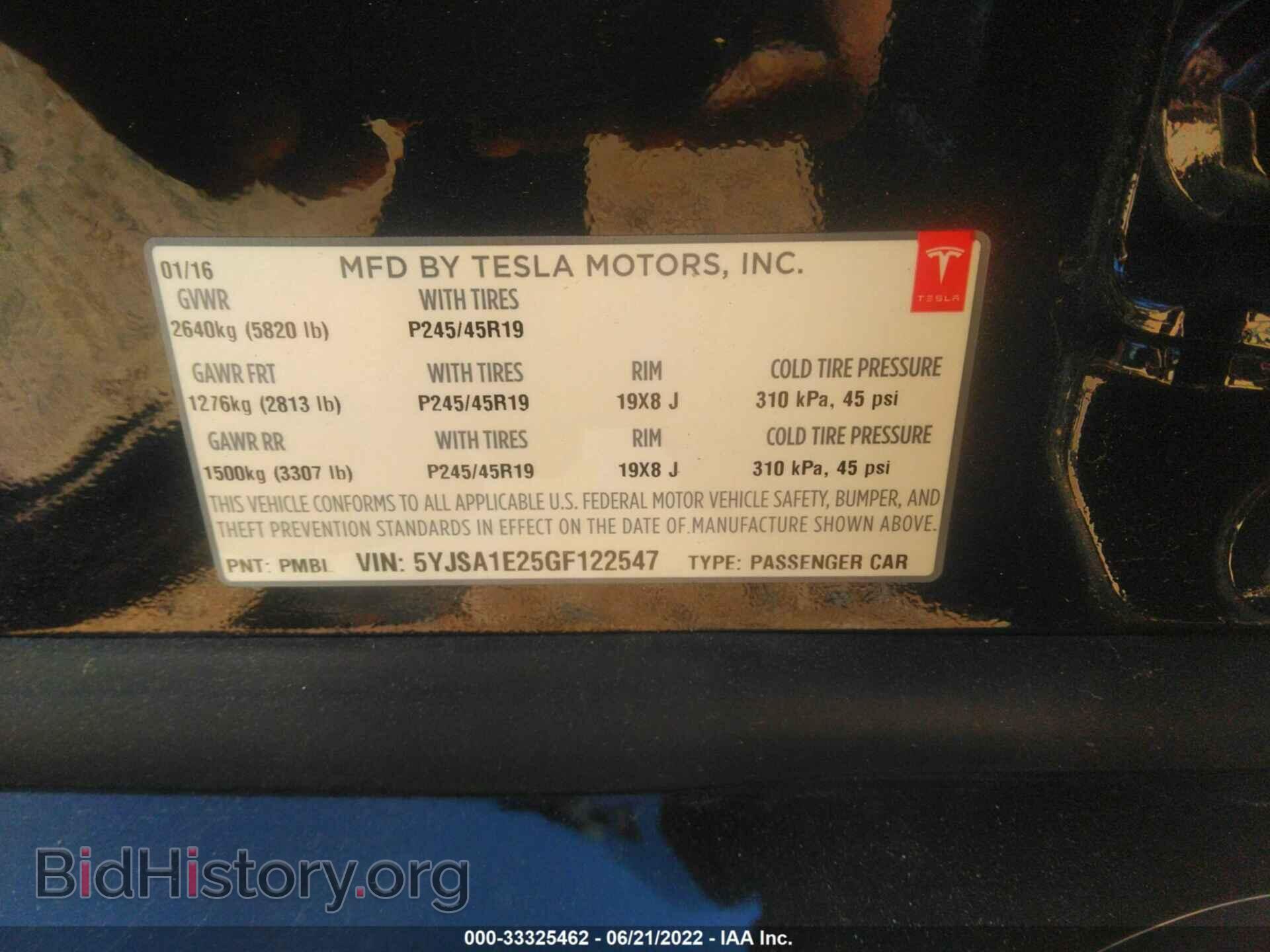 2016 TESLA MODEL S - VIN: 5YJSA1E25GF122547 - Photo 9