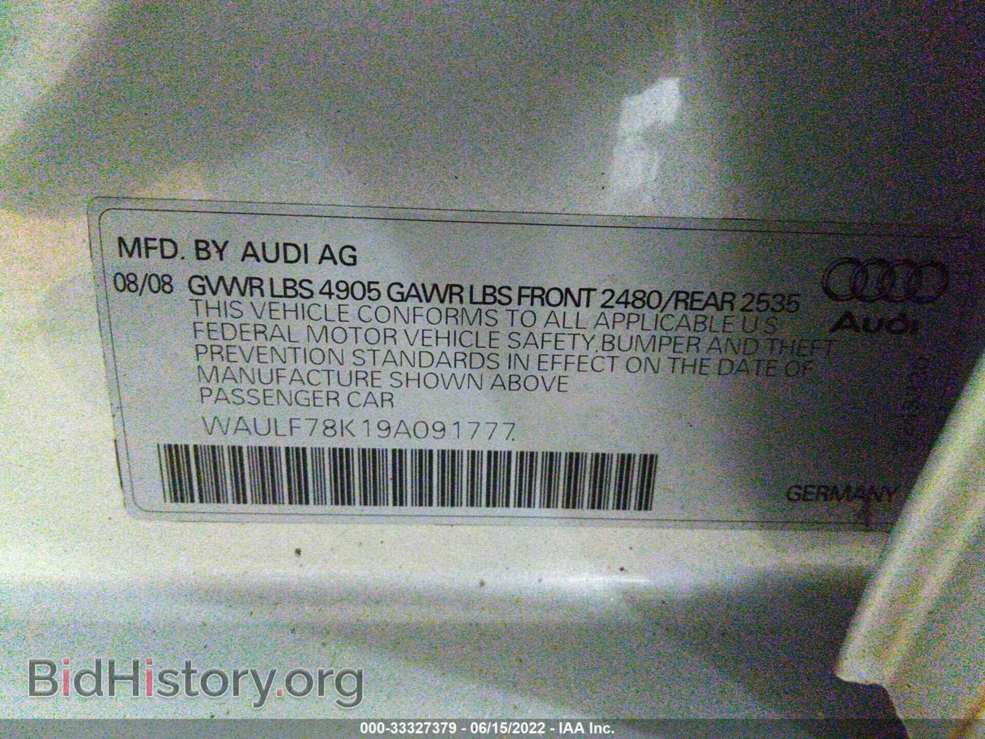 2009 AUDI A4 - VIN: WAULF78K19A091777 - Фото 9