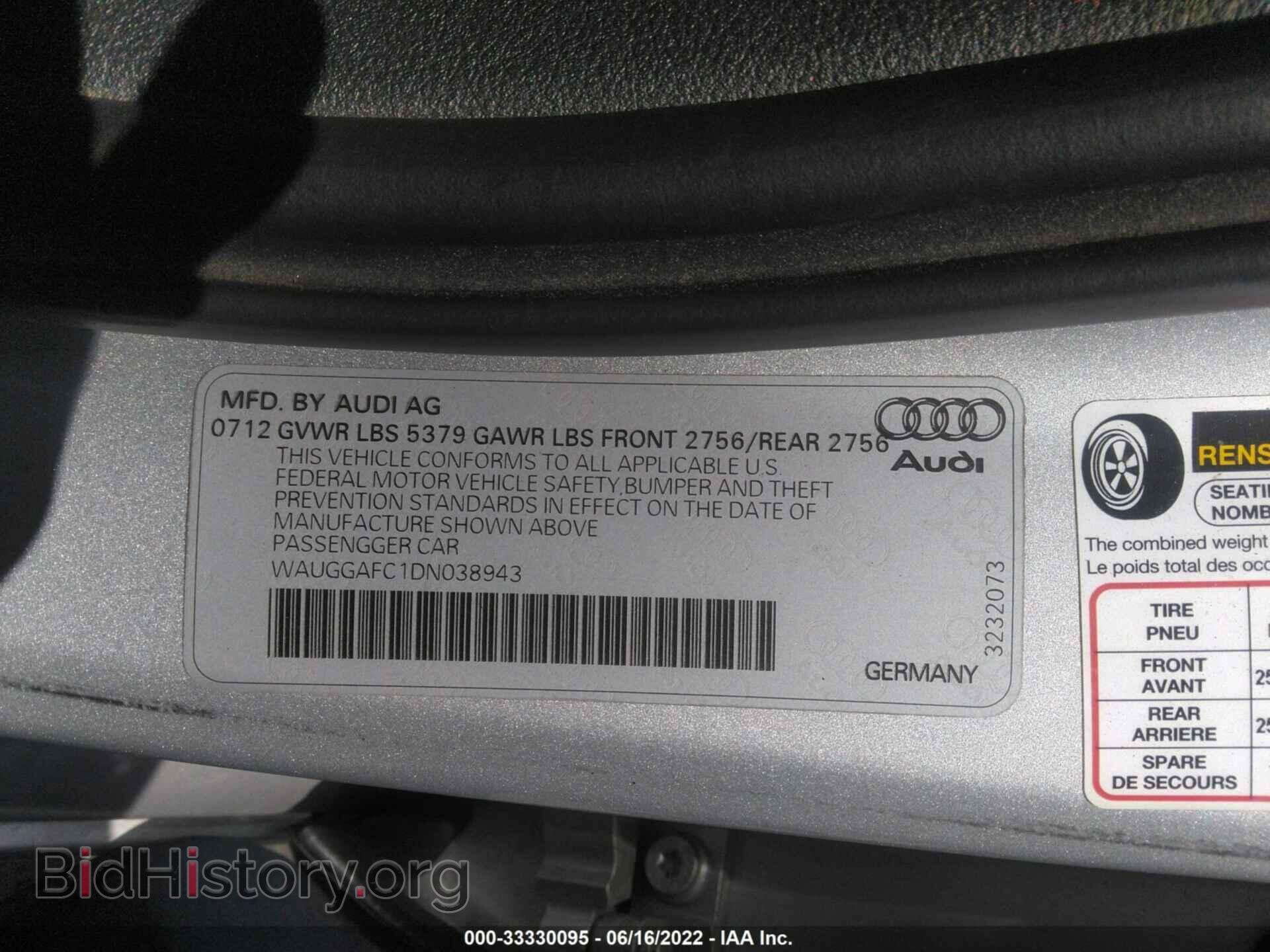 2013 AUDI A6 - VIN: WAUGGAFC1DN038943 - Фото 9