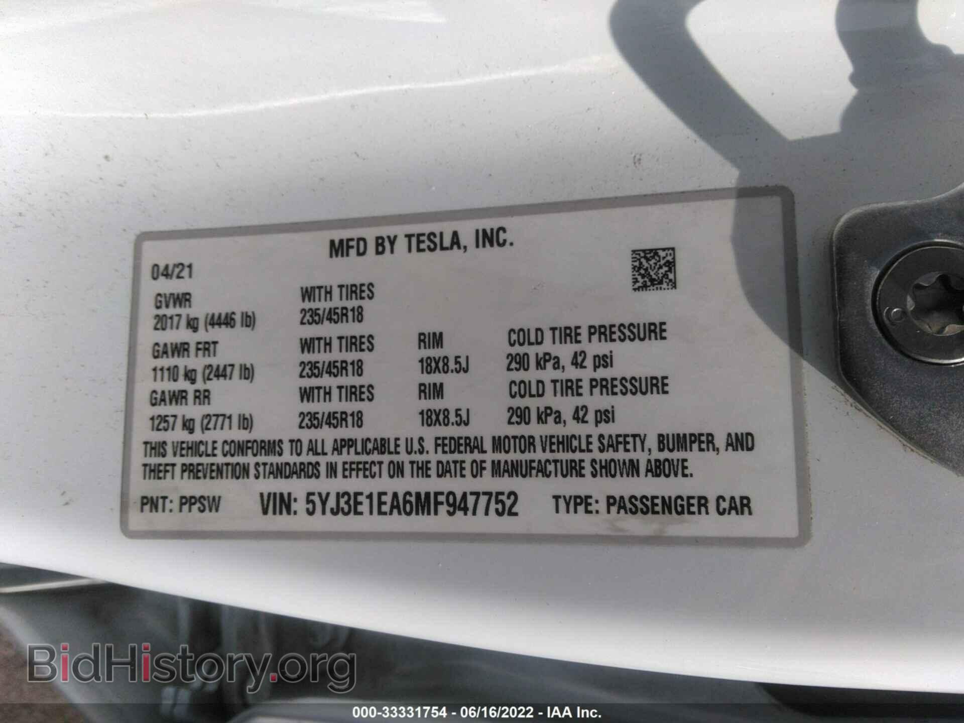 2021 TESLA MODEL 3 - VIN: 5YJ3E1EA6MF947752 - Photo 9