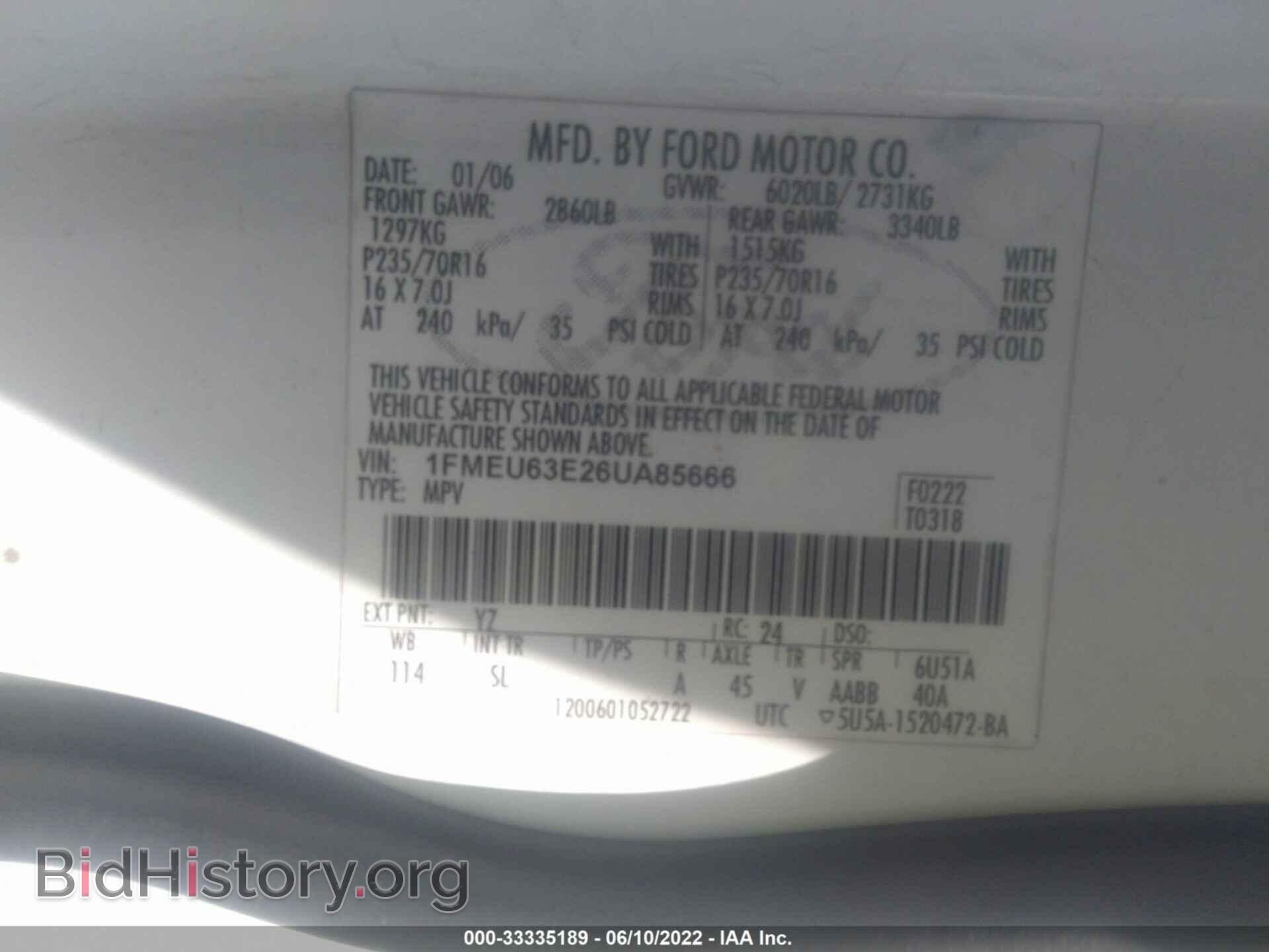 2006 FORD EXPLORER - VIN: 1FMEU63E26UA85666 - Фото 9