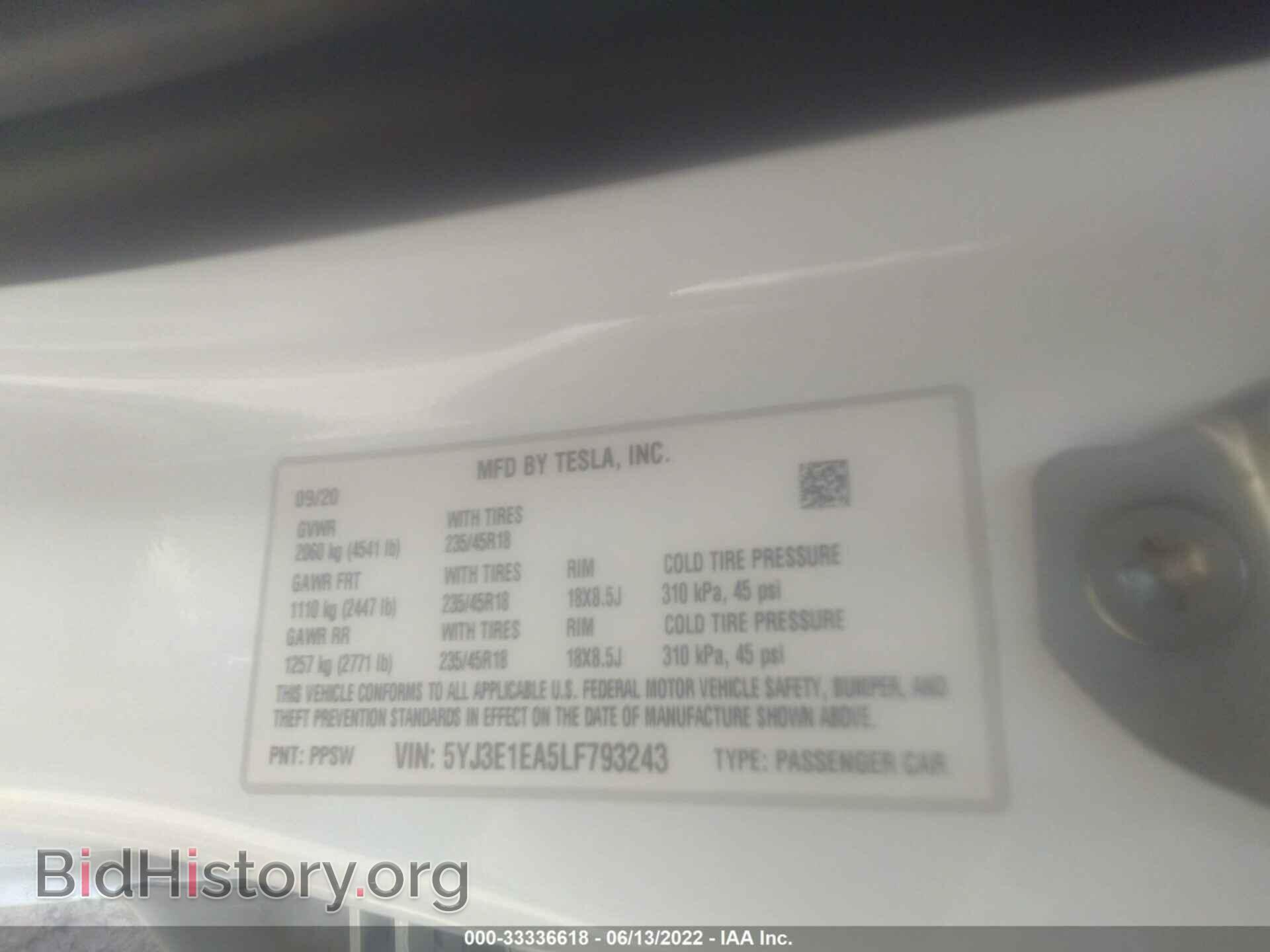 2020 TESLA MODEL 3 - VIN: 5YJ3E1EA5LF793243 - Фото 9