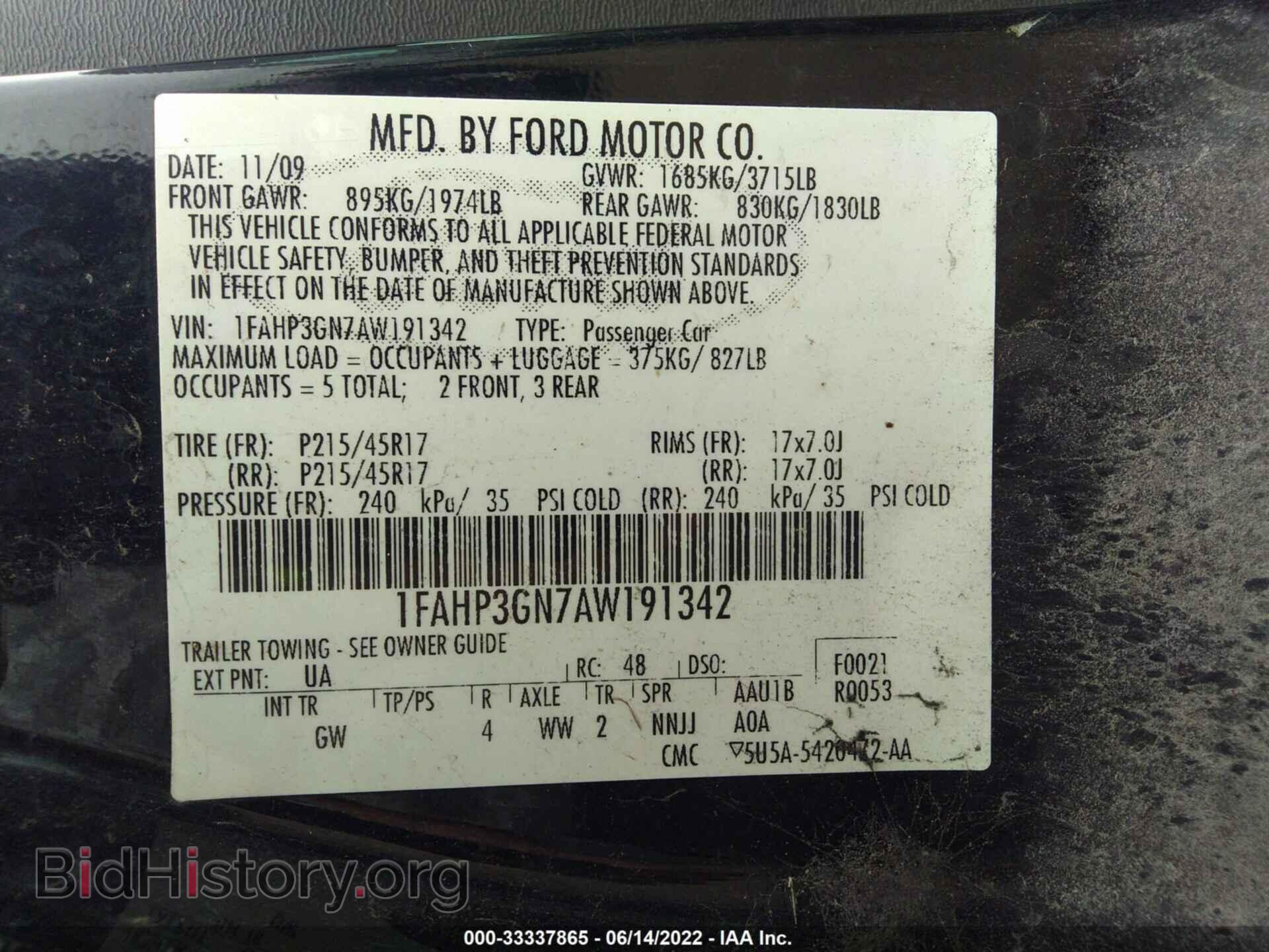 2010 FORD FOCUS - VIN: 1FAHP3GN7AW191342 - Фото 9