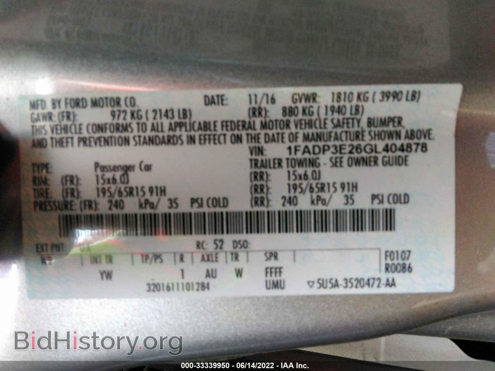 2016 FORD FOCUS - VIN: 1FADP3E26GL404878 - Фото 9