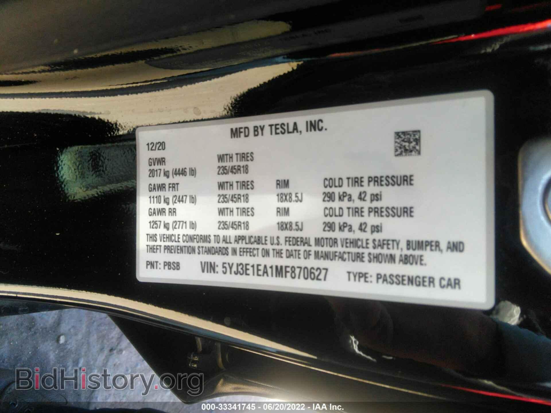 2021 TESLA MODEL 3 - VIN: 5YJ3E1EA1MF870627 - Photo 8