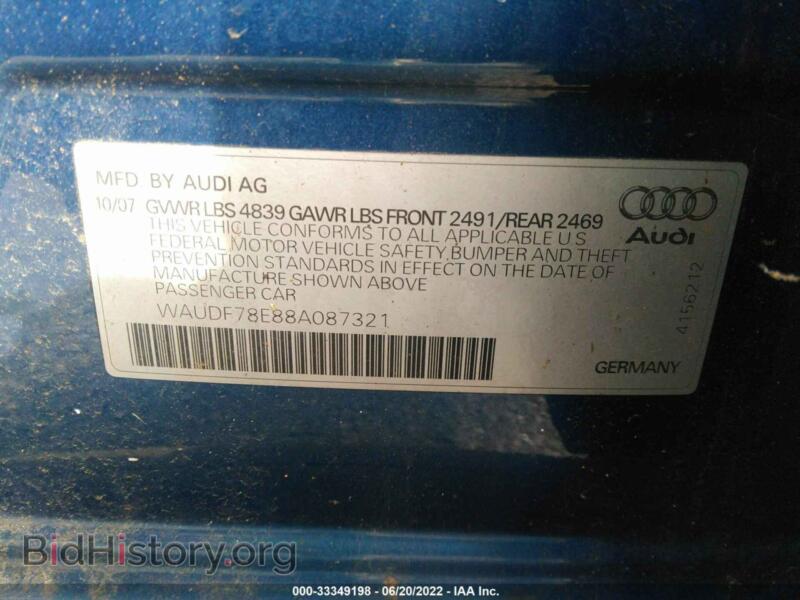 2008 Audi A4 (VIN WAUDF78E88A087321) — photo 9 of 11
