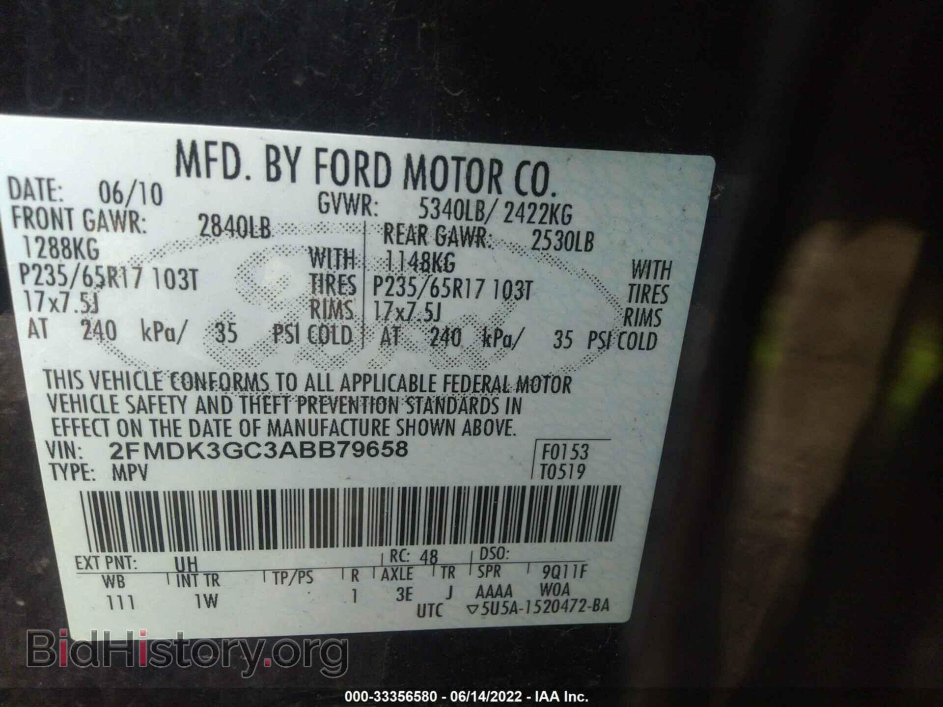 2010 FORD EDGE - VIN: 2FMDK3GC3ABB79658 - Фото 9