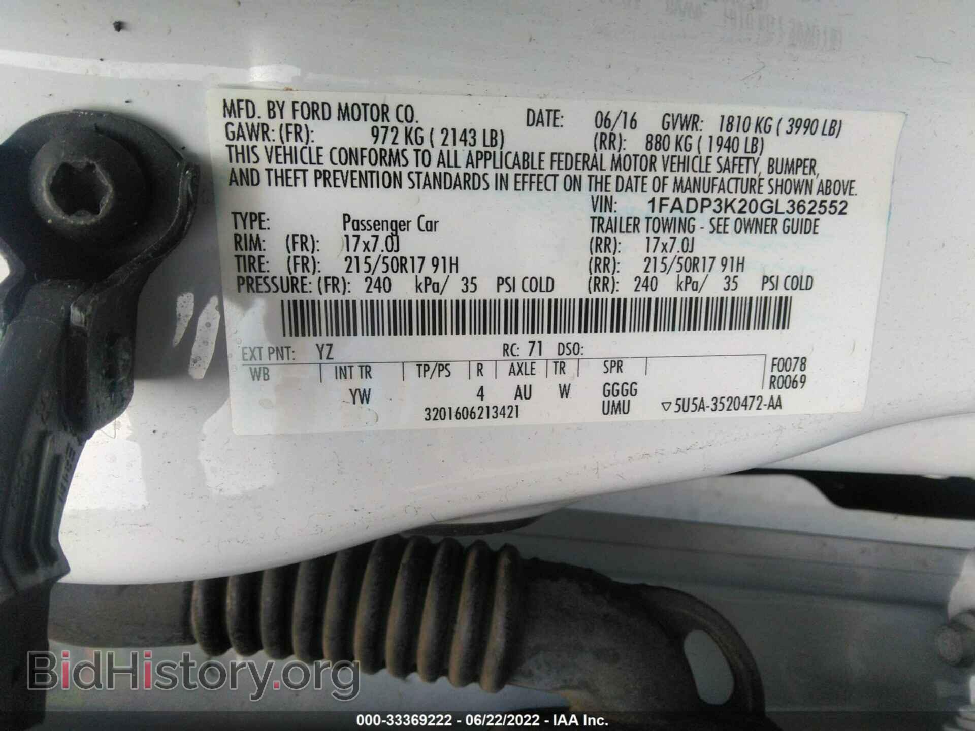 2016 FORD FOCUS - VIN: 1FADP3K20GL362552 - Фото 9