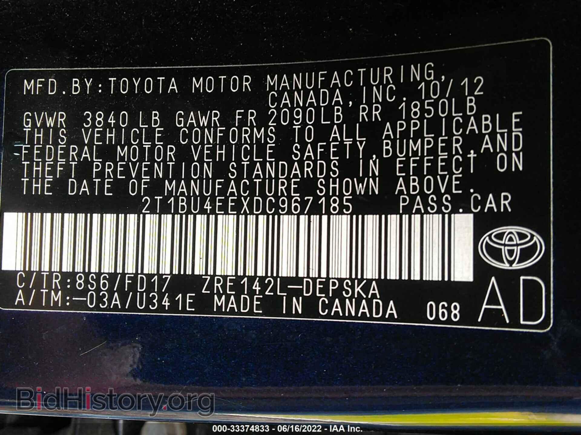 2013 TOYOTA COROLLA - VIN: 2T1BU4EEXDC967185 - Photo 9