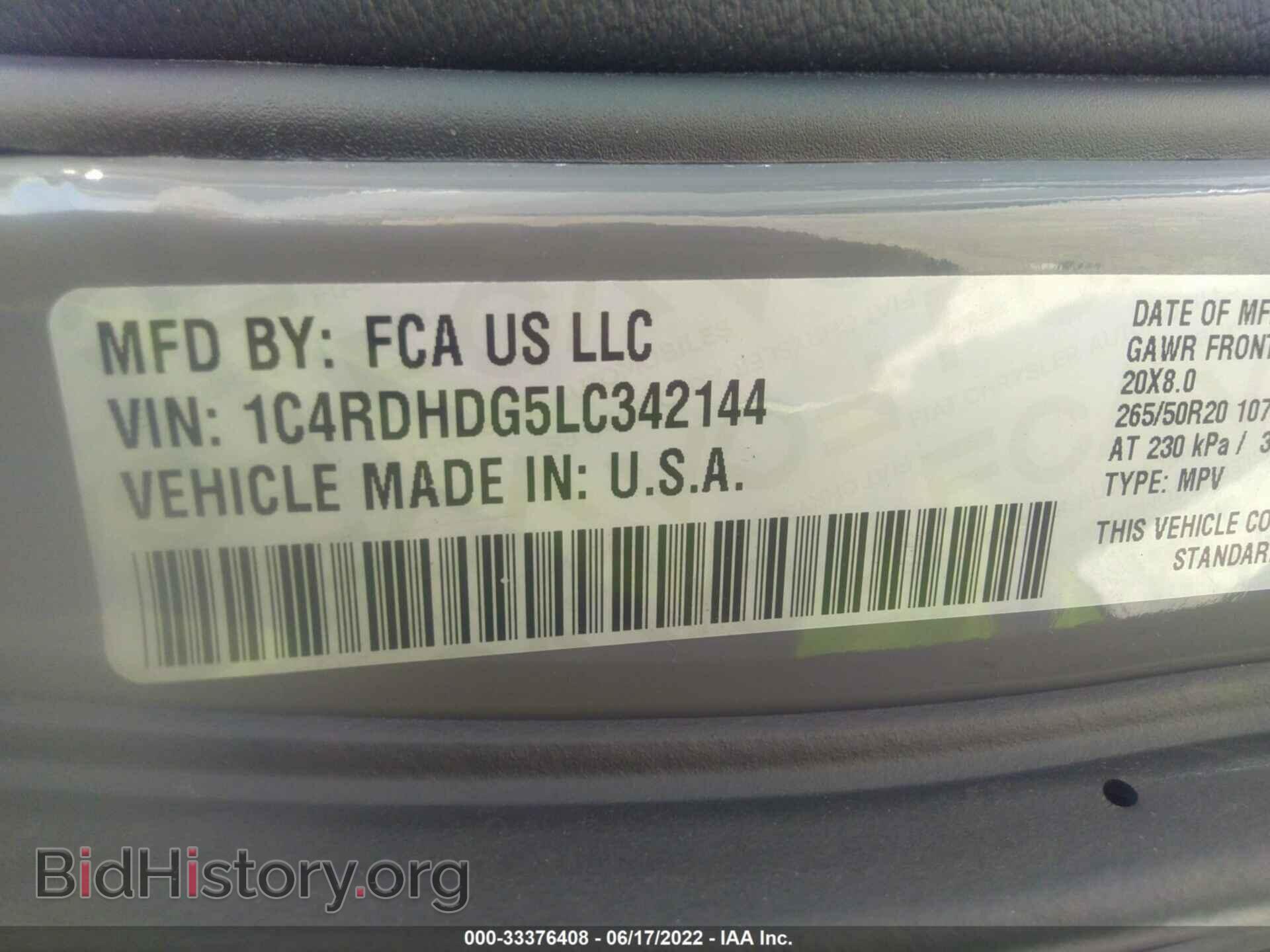 2020 DODGE DURANGO - VIN: 1C4RDHDG5LC342144 - Фото 9