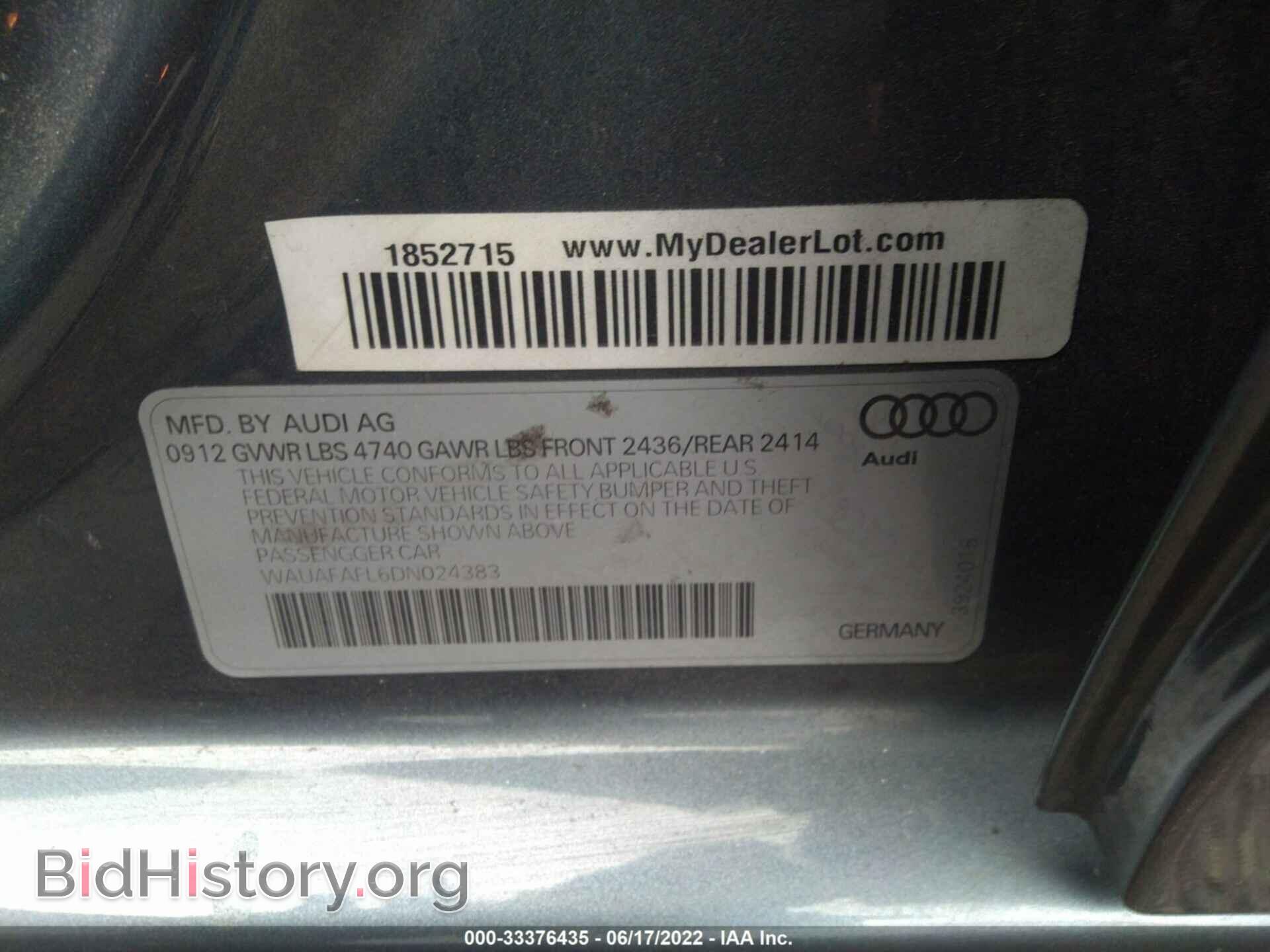 2013 AUDI A4 - VIN: WAUAFAFL6DN024383 - Photo 9