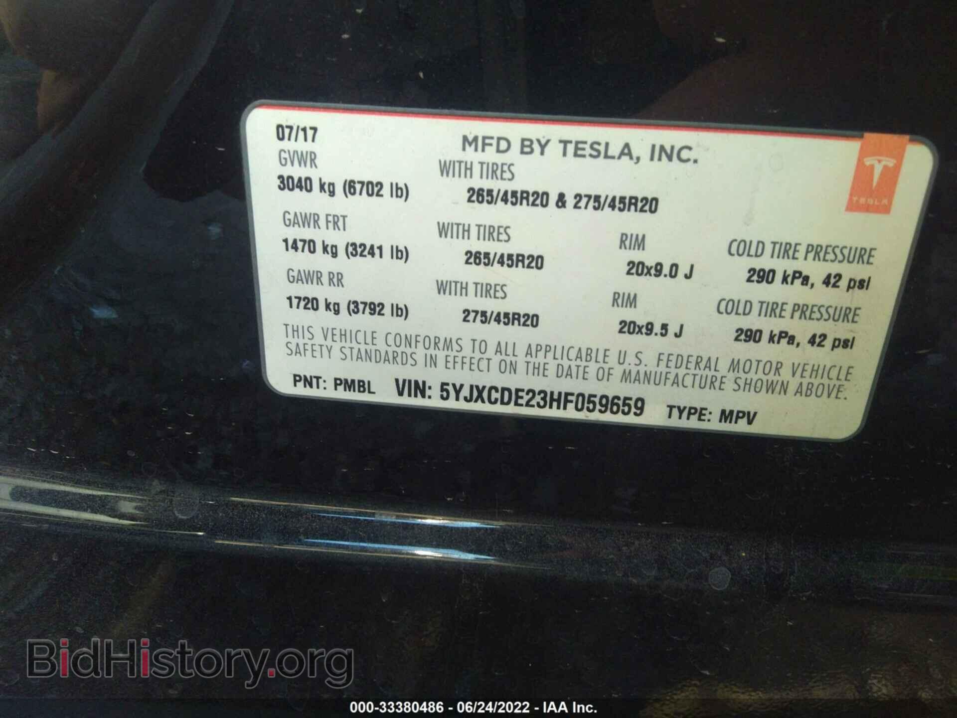 2017 TESLA MODEL X - VIN: 5YJXCDE23HF059659 - Photo 9