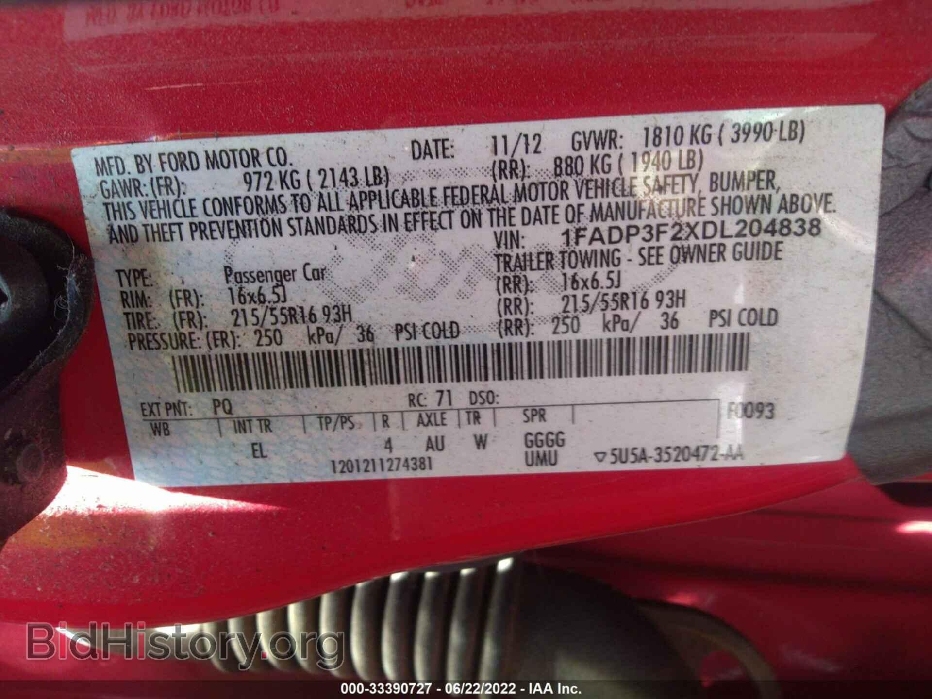 2013 FORD FOCUS - VIN: 1FADP3F2XDL204838 - Фото 9
