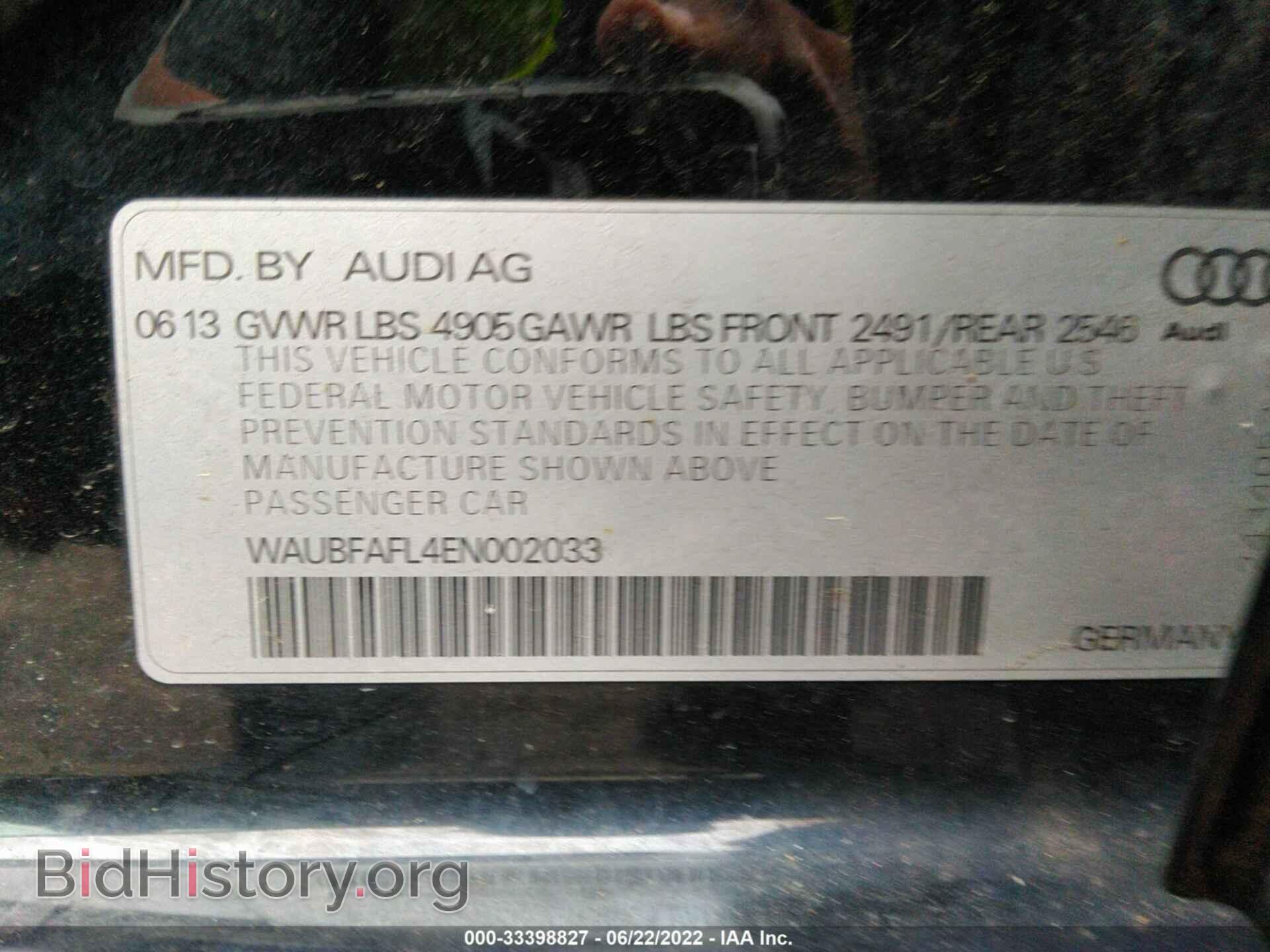 2014 AUDI A4 - VIN: WAUBFAFL4EN002033 - Фото 9