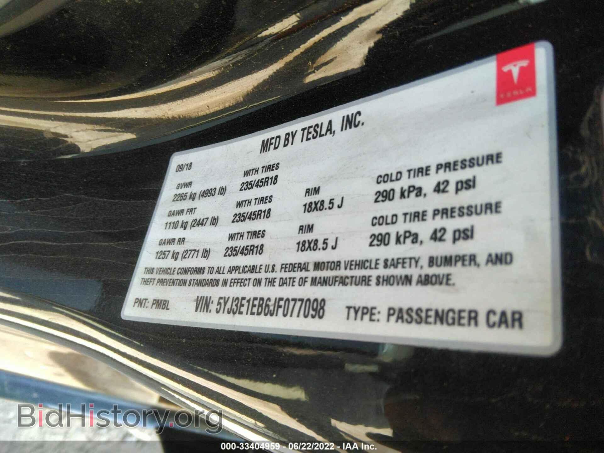 2018 TESLA MODEL 3 - VIN: 5YJ3E1EB6JF077098 - Photo 9