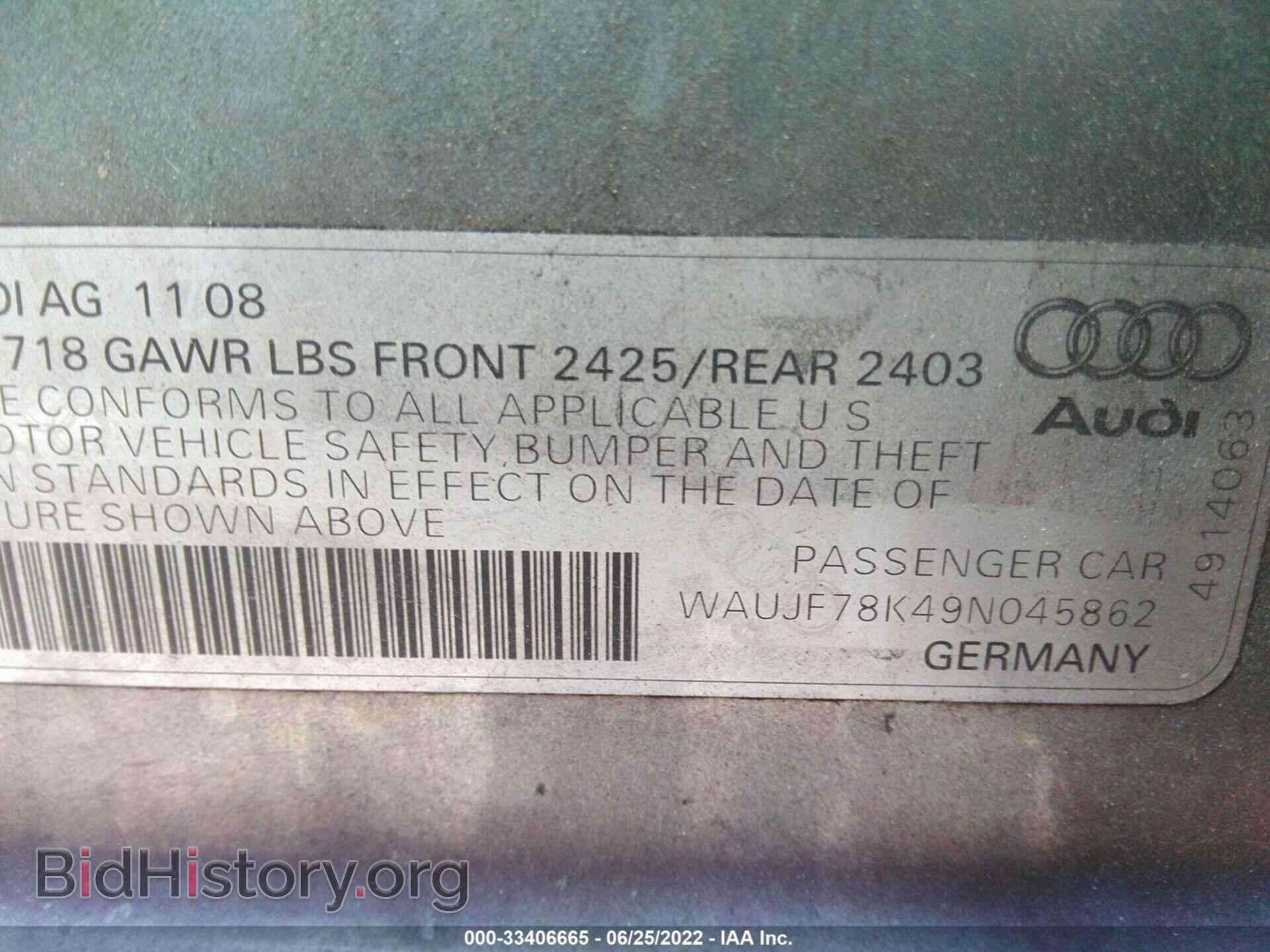 2009 AUDI A4 - VIN: WAUJF78K49N045862 - Фото 9