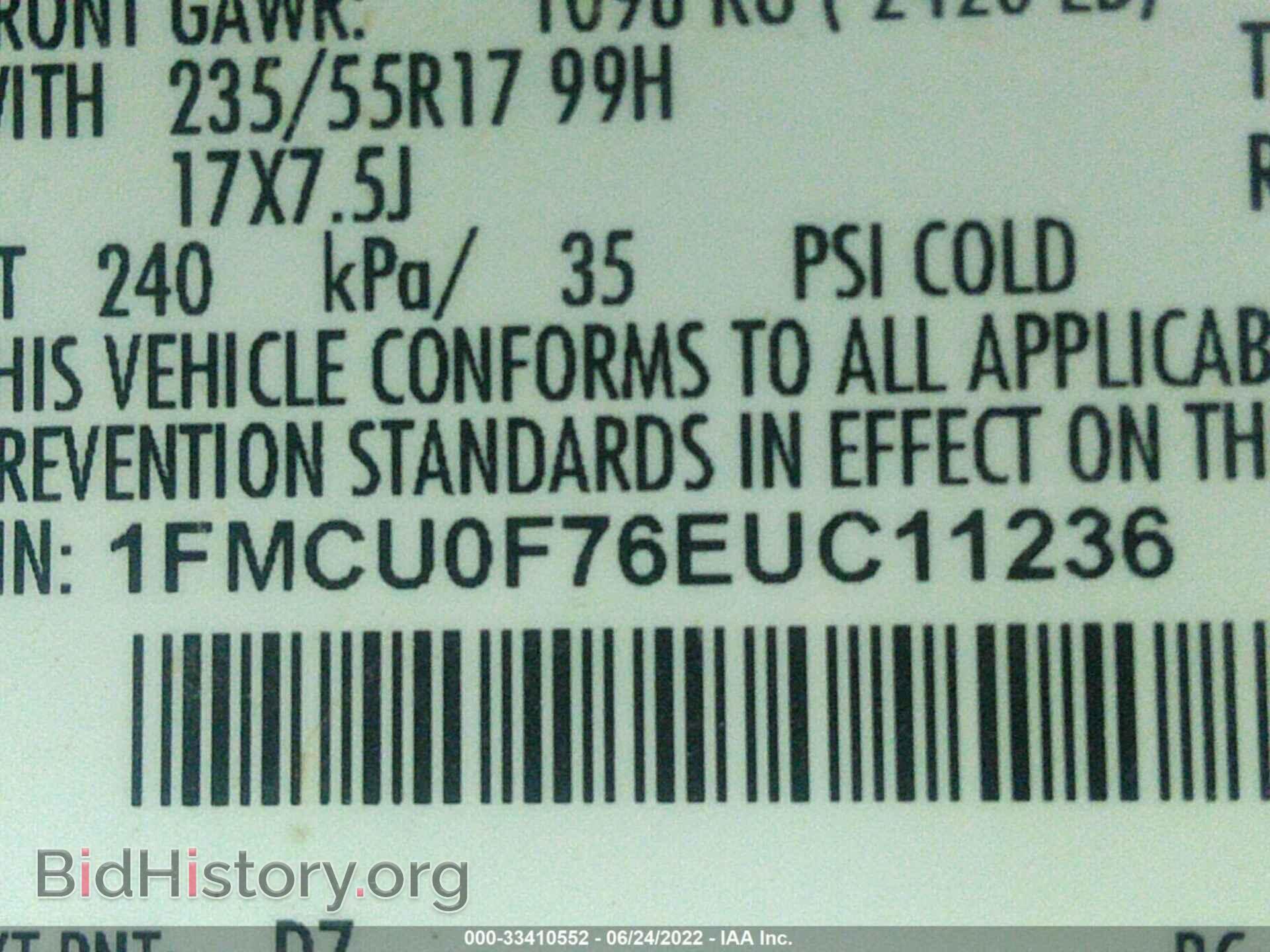 2014 FORD ESCAPE - VIN: 1FMCU0F76EUC11236 - Фото 9