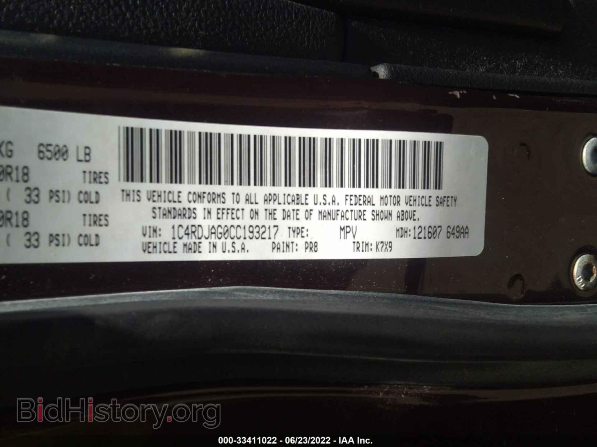 2012 DODGE DURANGO - VIN: 1C4RDJAG0CC193217 - Photo 9