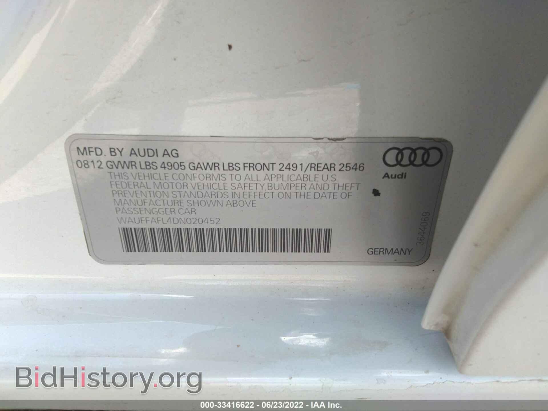2013 AUDI A4 - VIN: WAUFFAFL4DN020452 - Фото 9