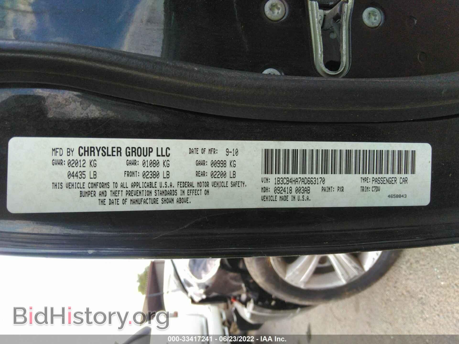 2010 DODGE CALIBER - VIN: 1B3CB4HA7AD663170 - Фото 9