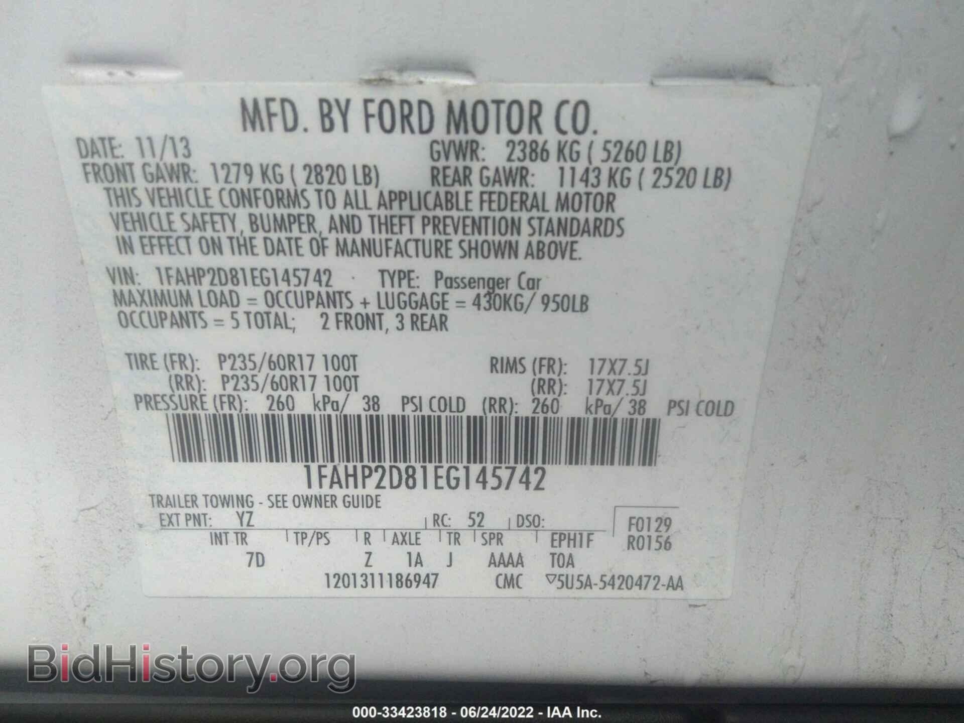 2014 FORD TAURUS - VIN: 1FAHP2D81EG145742 - Photo 9
