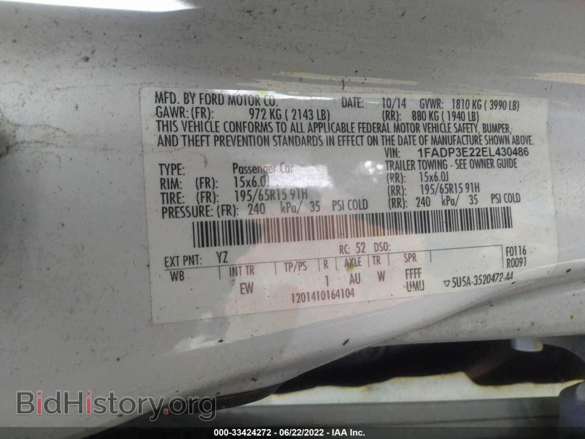 2014 FORD FOCUS - VIN: 1FADP3E22EL430486 - Фото 9