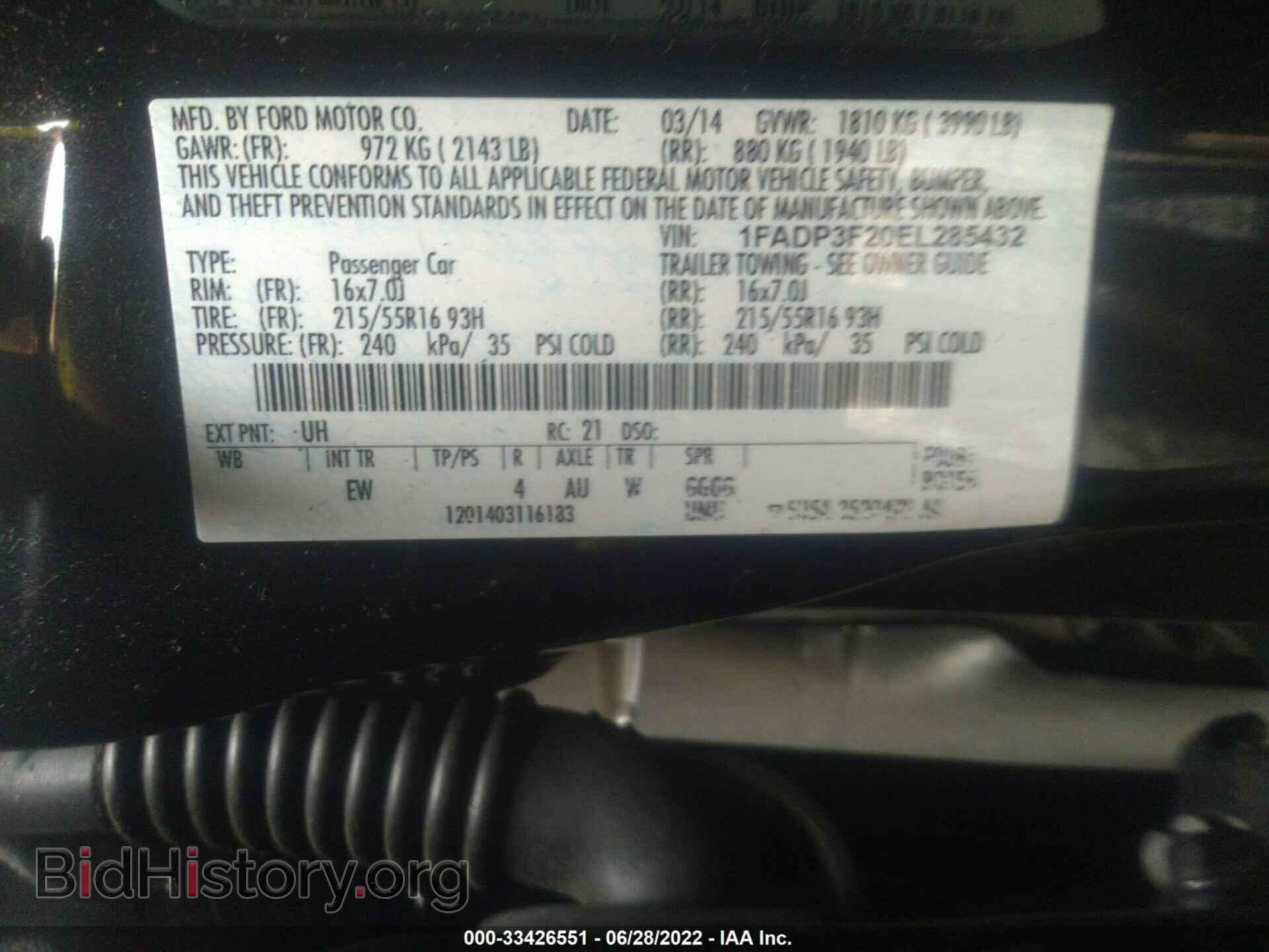 2014 FORD FOCUS - VIN: 1FADP3F20EL285432 - Фото 9