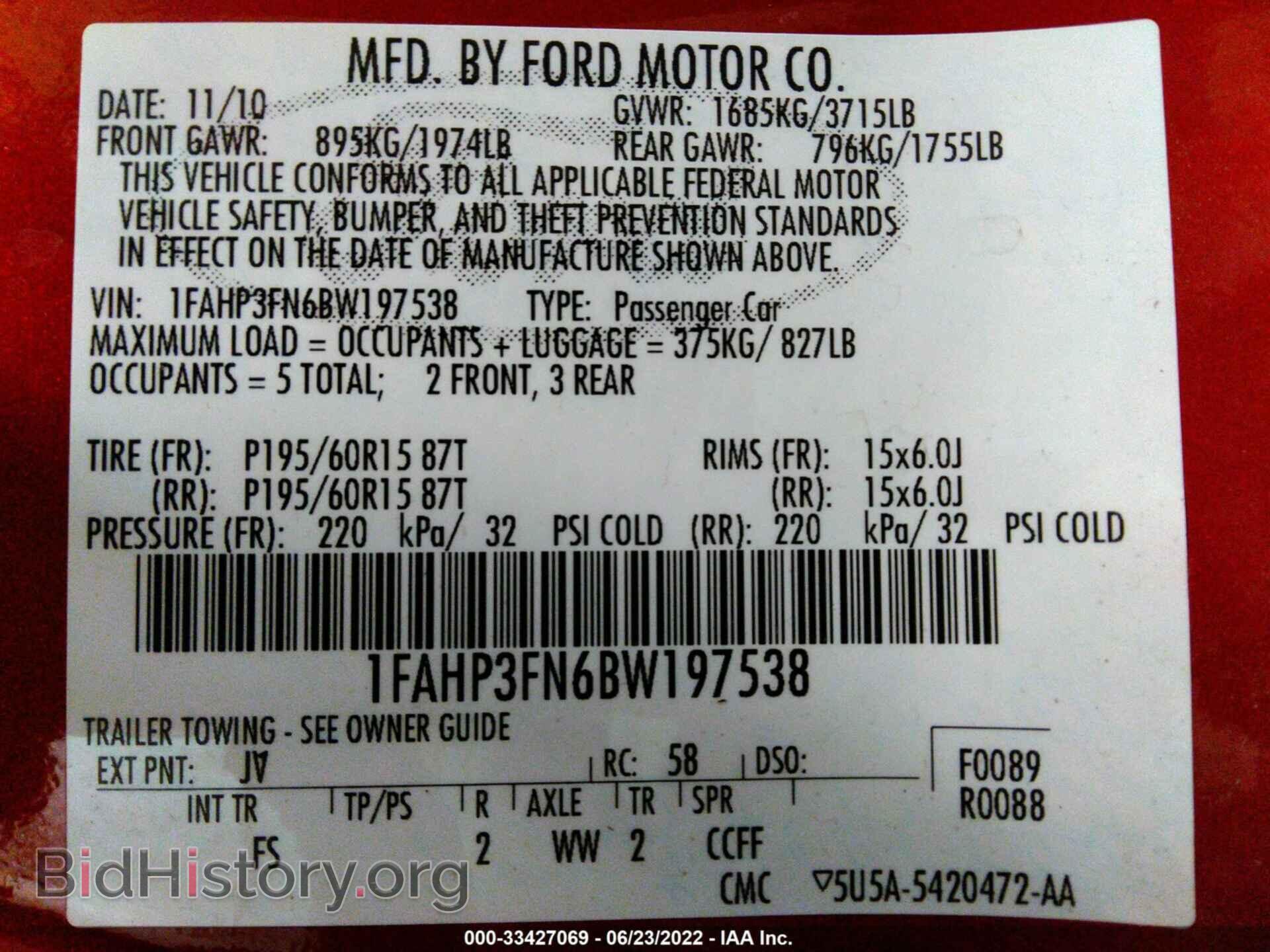 2011 FORD FOCUS - VIN: 1FAHP3FN6BW197538 - Фото 9