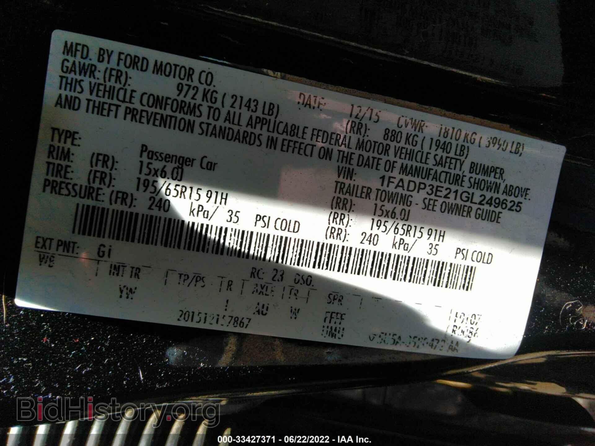 2016 FORD FOCUS - VIN: 1FADP3E21GL249625 - Фото 9