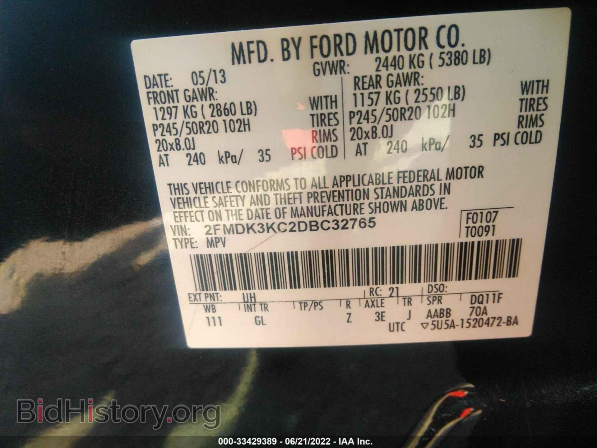 2013 FORD EDGE - VIN: 2FMDK3KC2DBC32765 - Photo 9