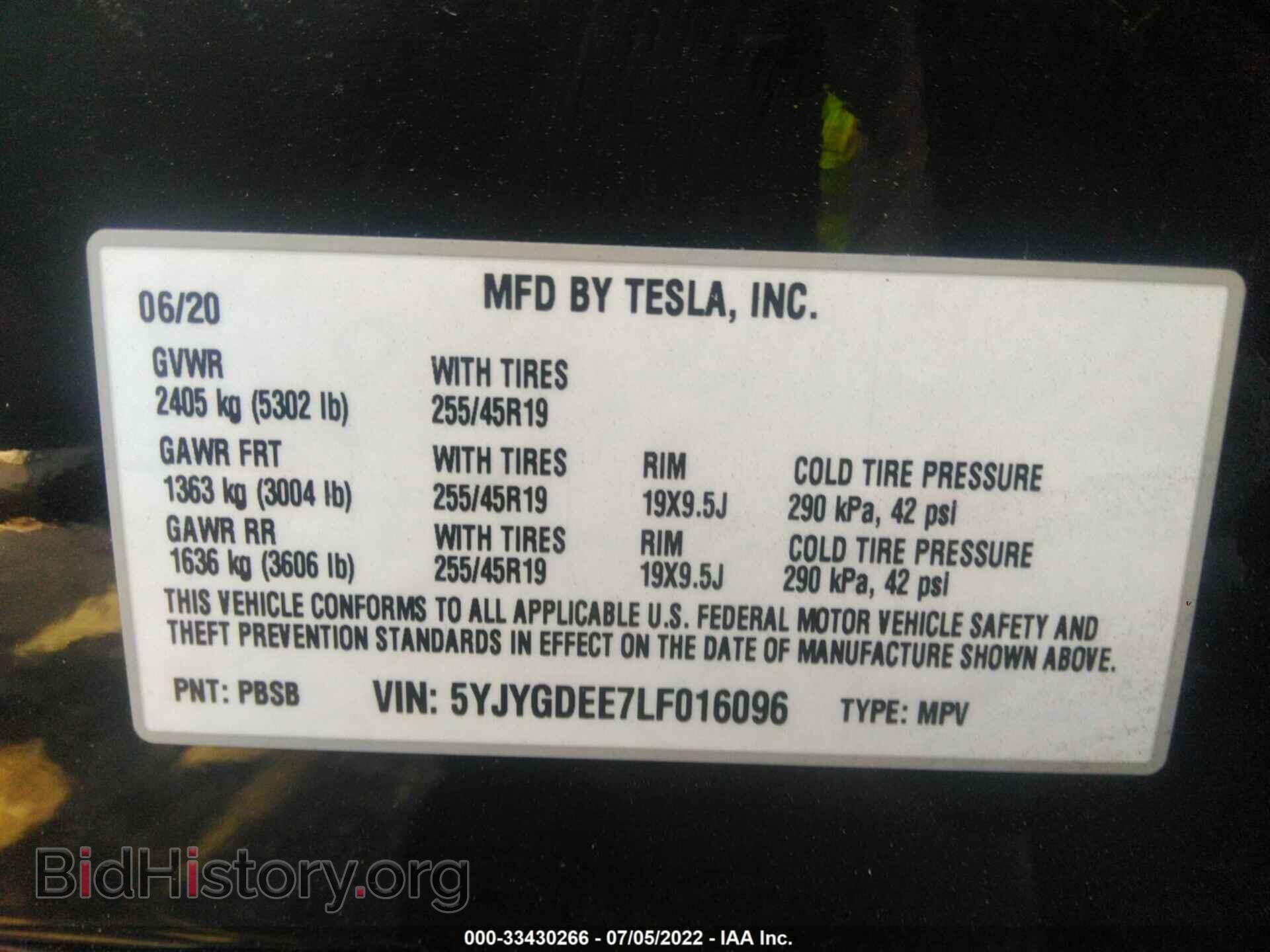 2020 TESLA MODEL Y - VIN: 5YJYGDEE7LF016096 - Photo 9