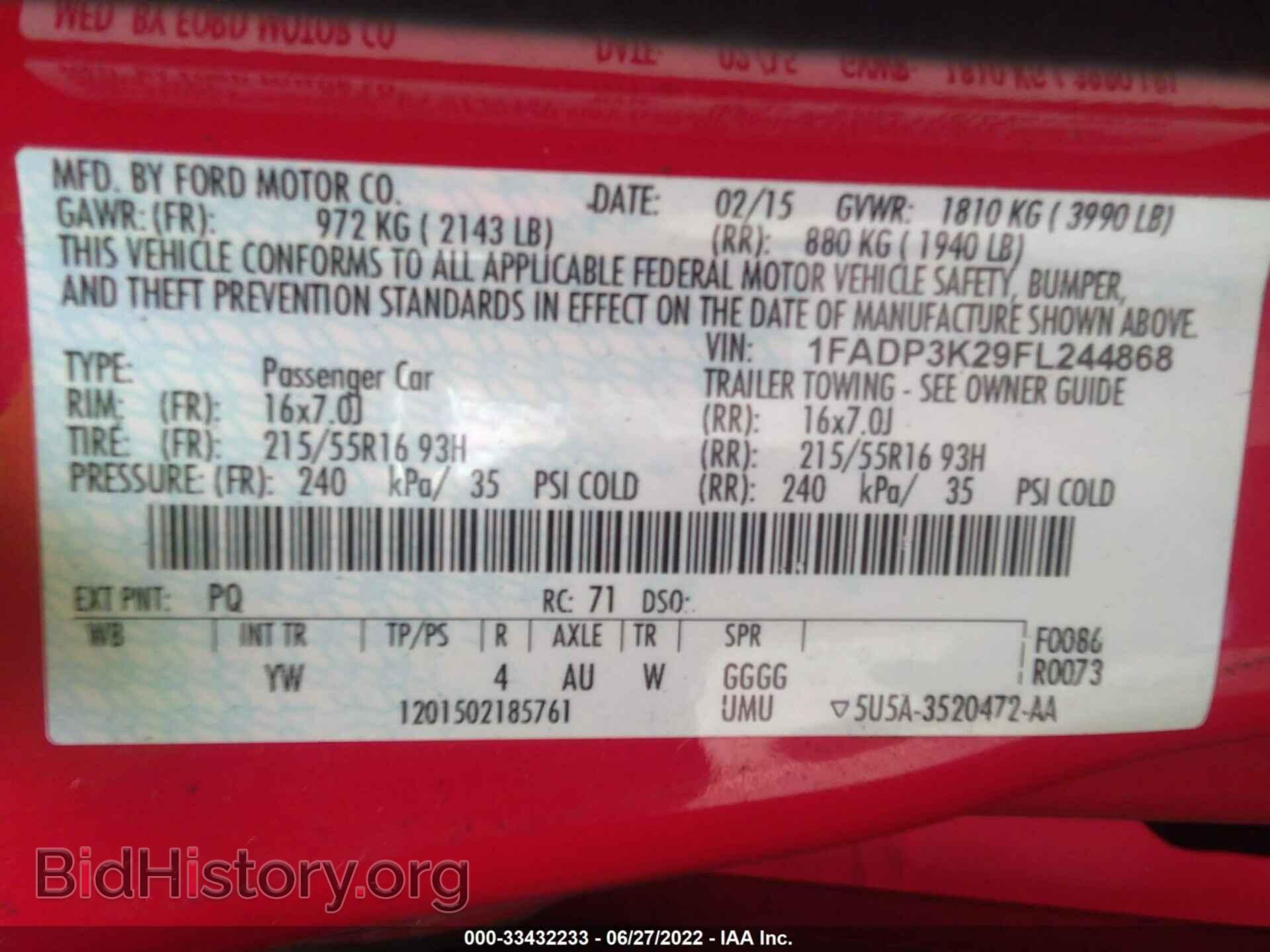 2015 FORD FOCUS - VIN: 1FADP3K29FL244868 - Фото 9