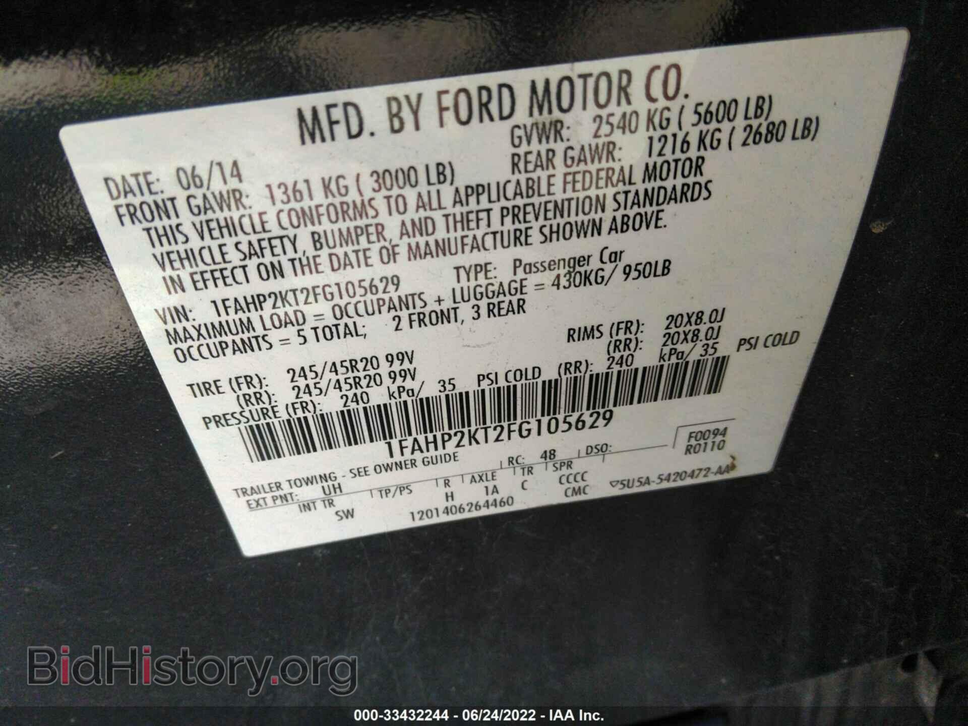 2015 FORD TAURUS - VIN: 1FAHP2KT2FG105629 - Photo 9