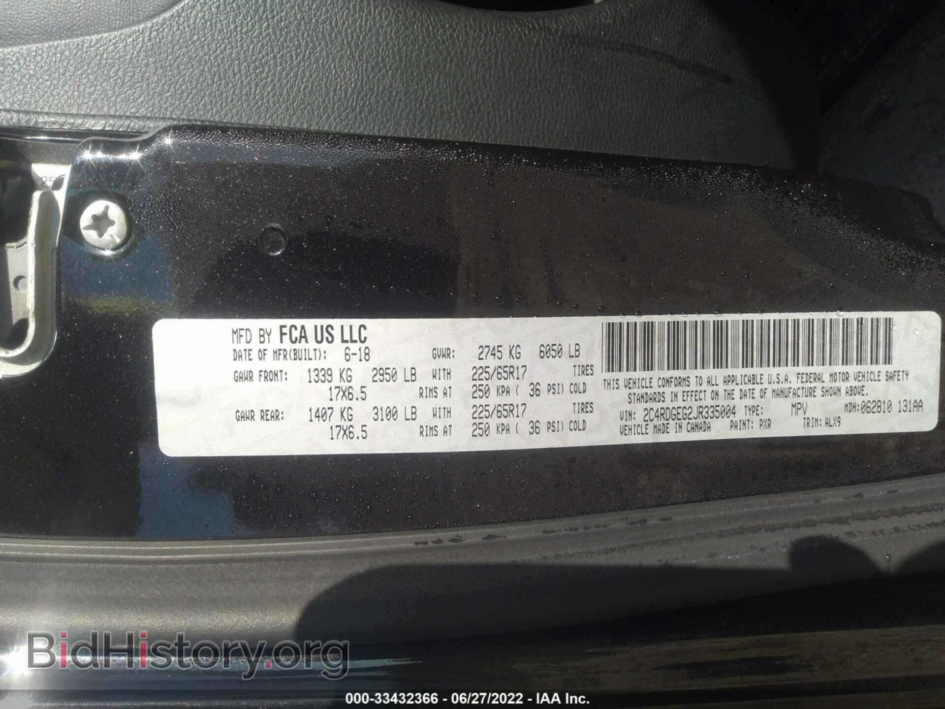 2018 DODGE GRAND CARAVAN - VIN: 2C4RDGEG2JR335004 - Фото 9