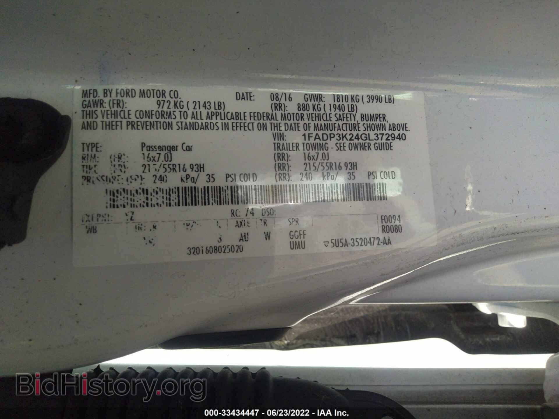 2016 FORD FOCUS - VIN: 1FADP3K24GL372940 - Фото 9
