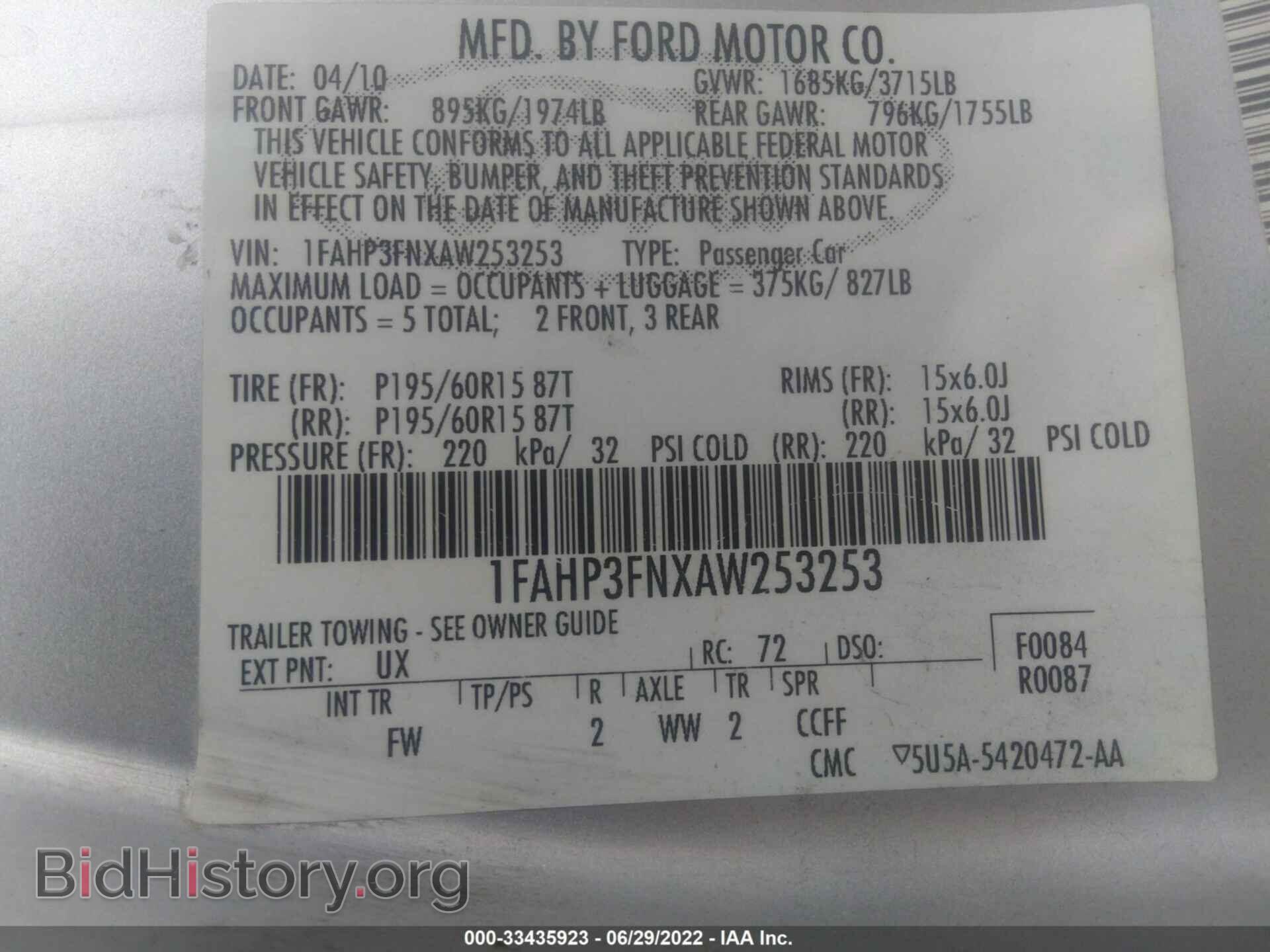 2010 FORD FOCUS - VIN: 1FAHP3FNXAW253253 - Фото 9