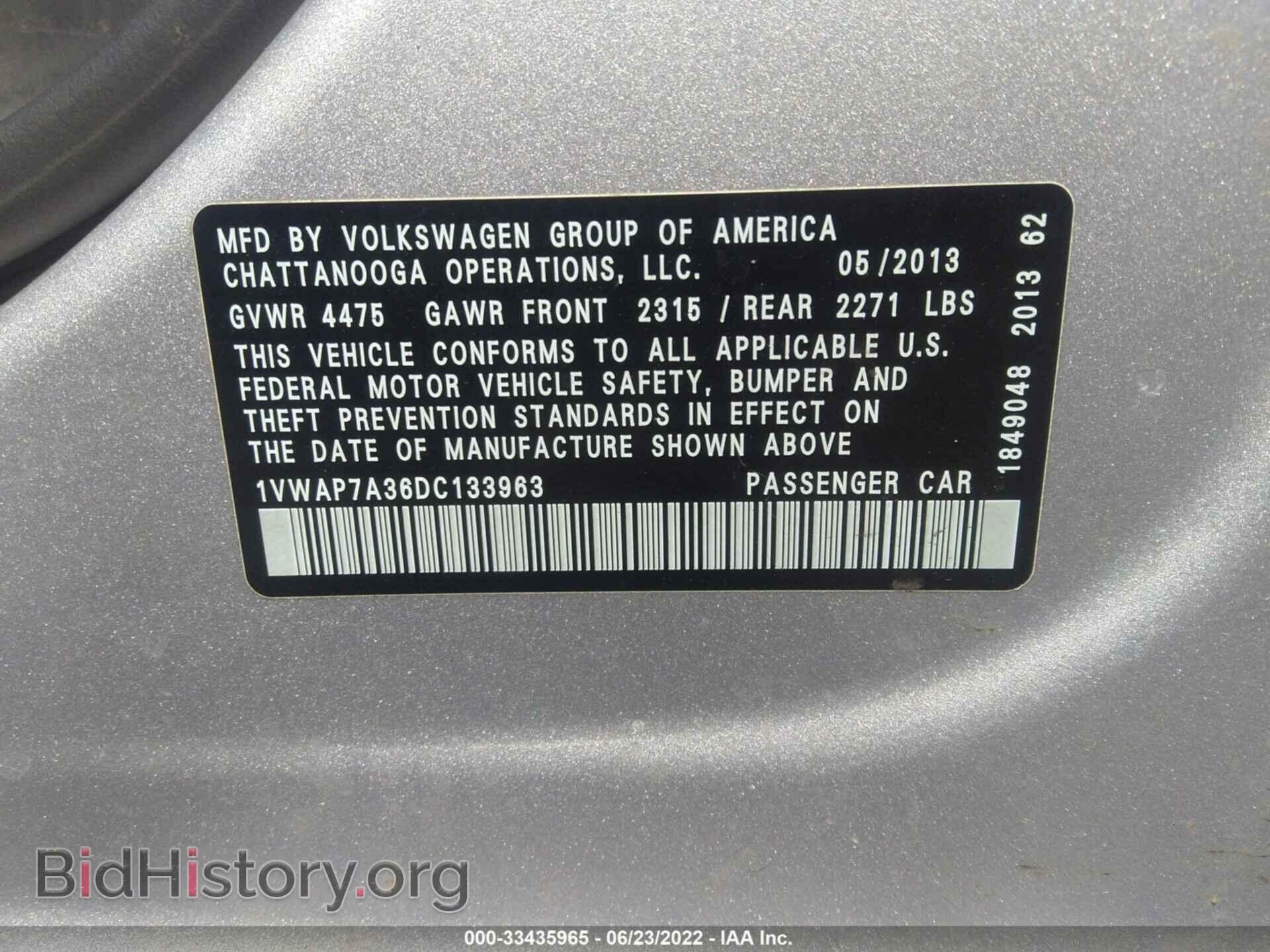 2013 VOLKSWAGEN PASSAT - VIN: 1VWAP7A36DC133963 - Фото 9