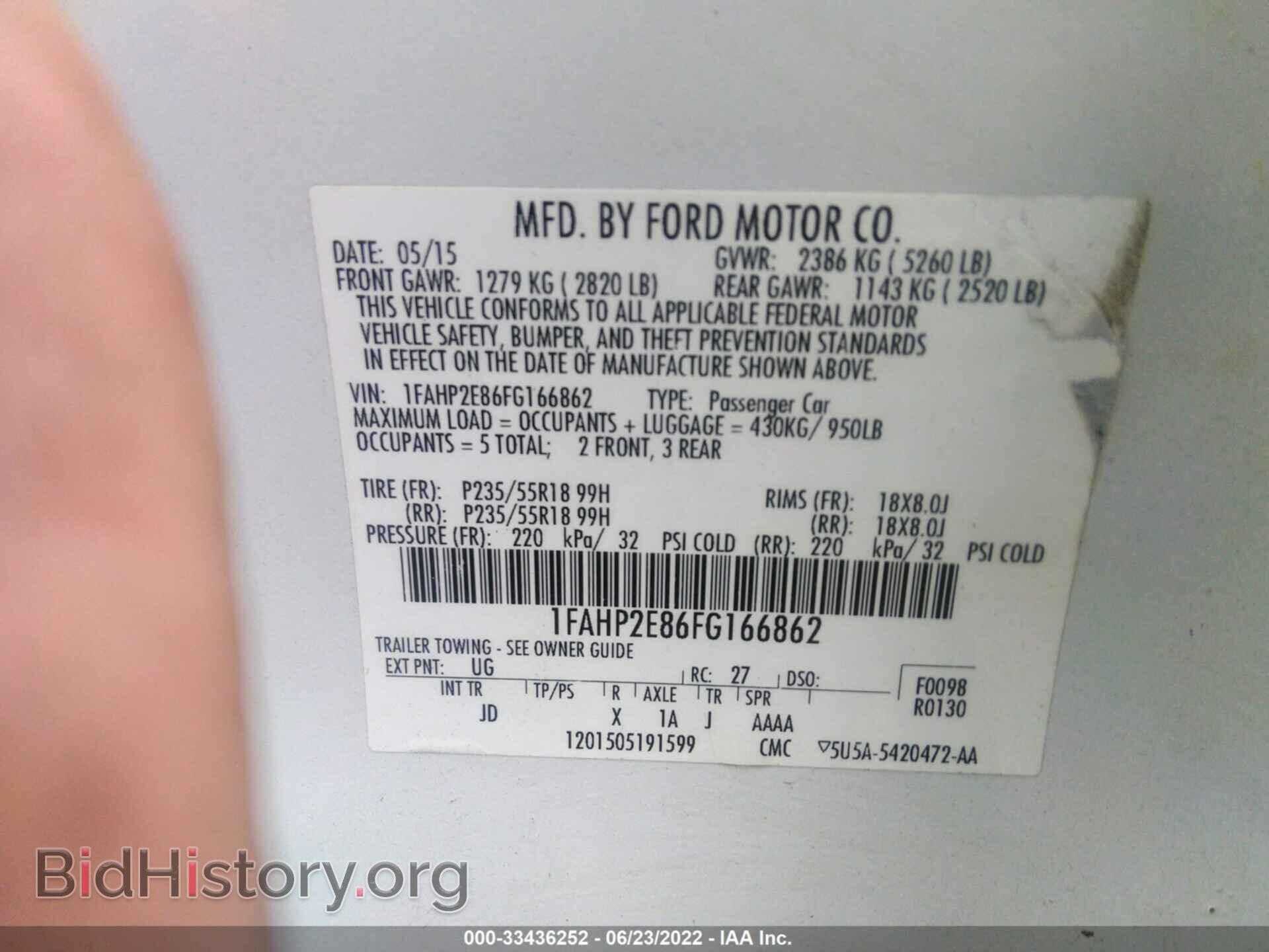 2015 FORD TAURUS - VIN: 1FAHP2E86FG166862 - Photo 9