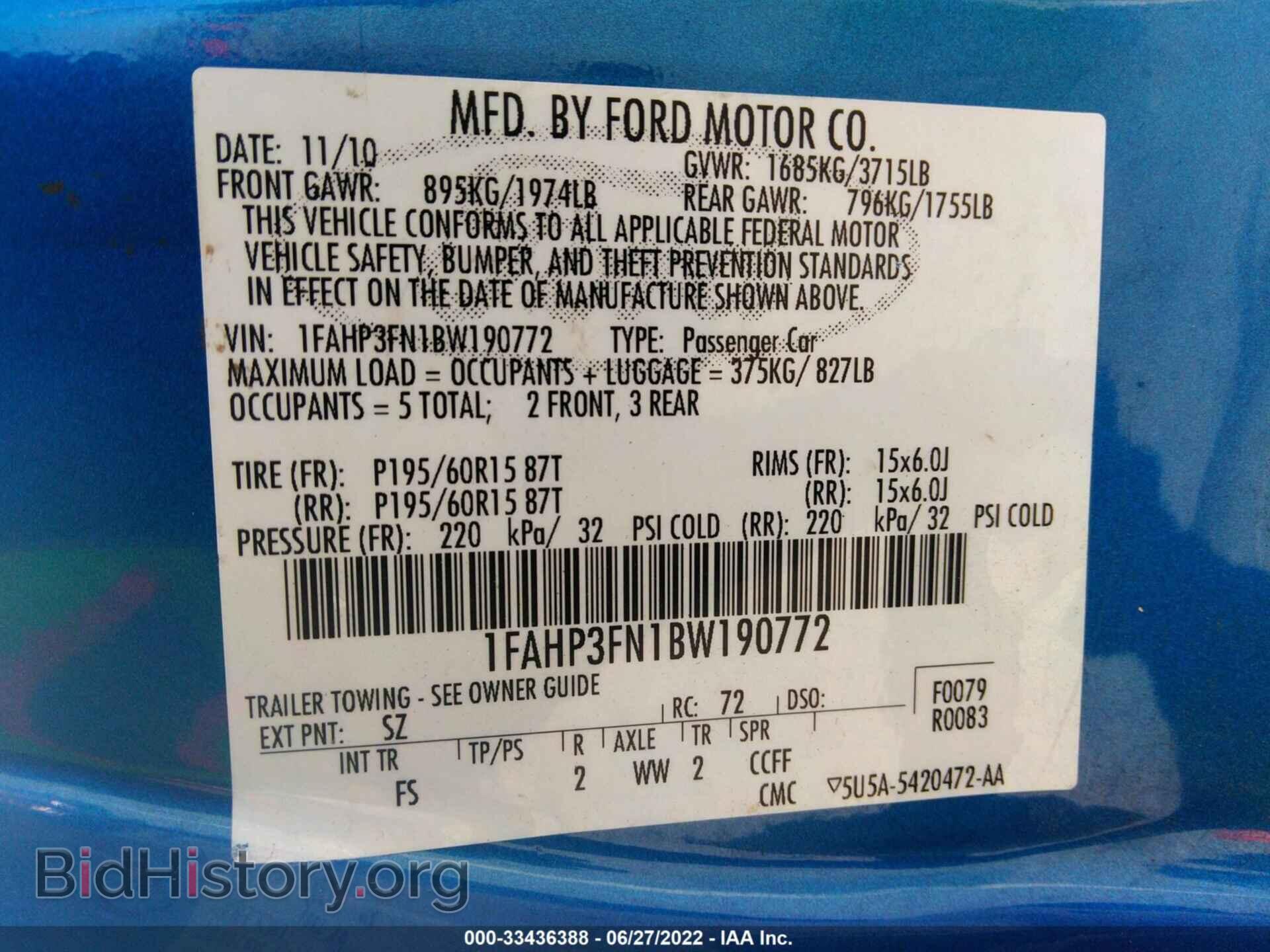 2011 FORD FOCUS - VIN: 1FAHP3FN1BW190772 - Фото 9
