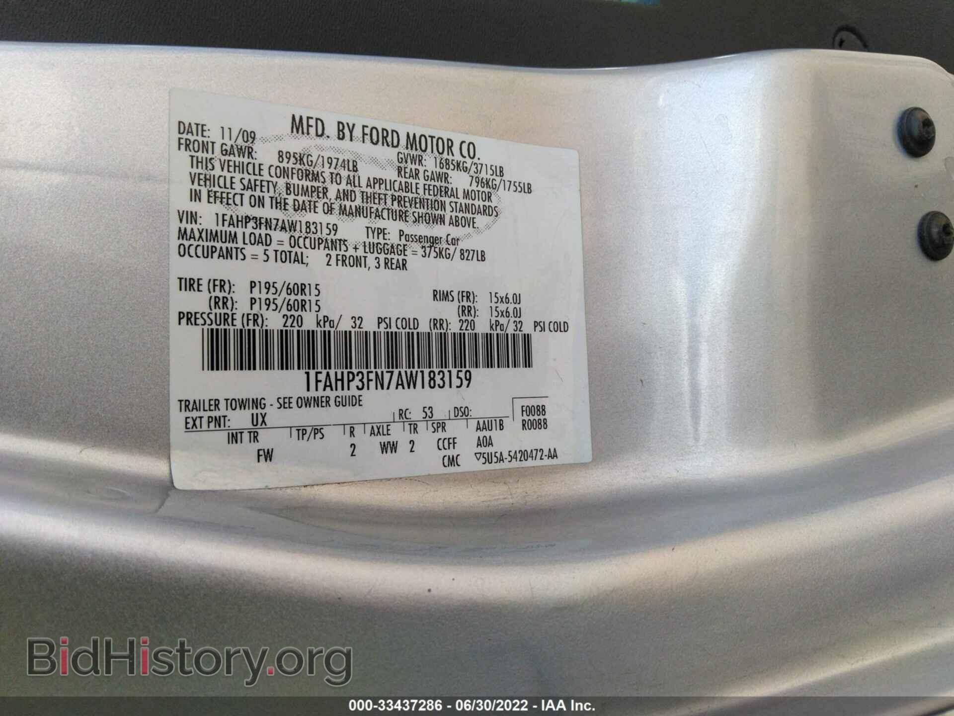 2010 FORD FOCUS - VIN: 1FAHP3FN7AW183159 - Фото 9