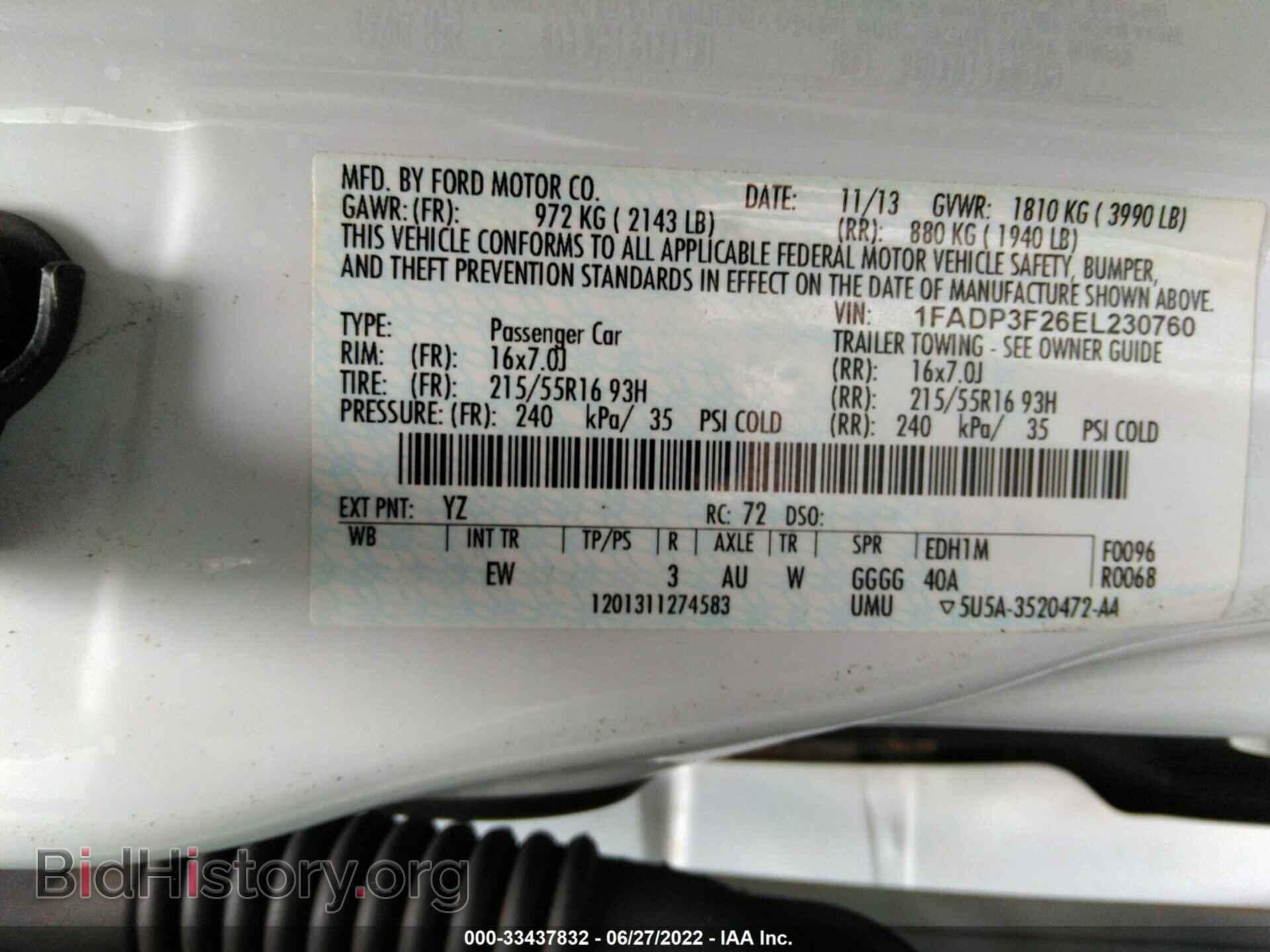2014 FORD FOCUS - VIN: 1FADP3F26EL230760 - Фото 9