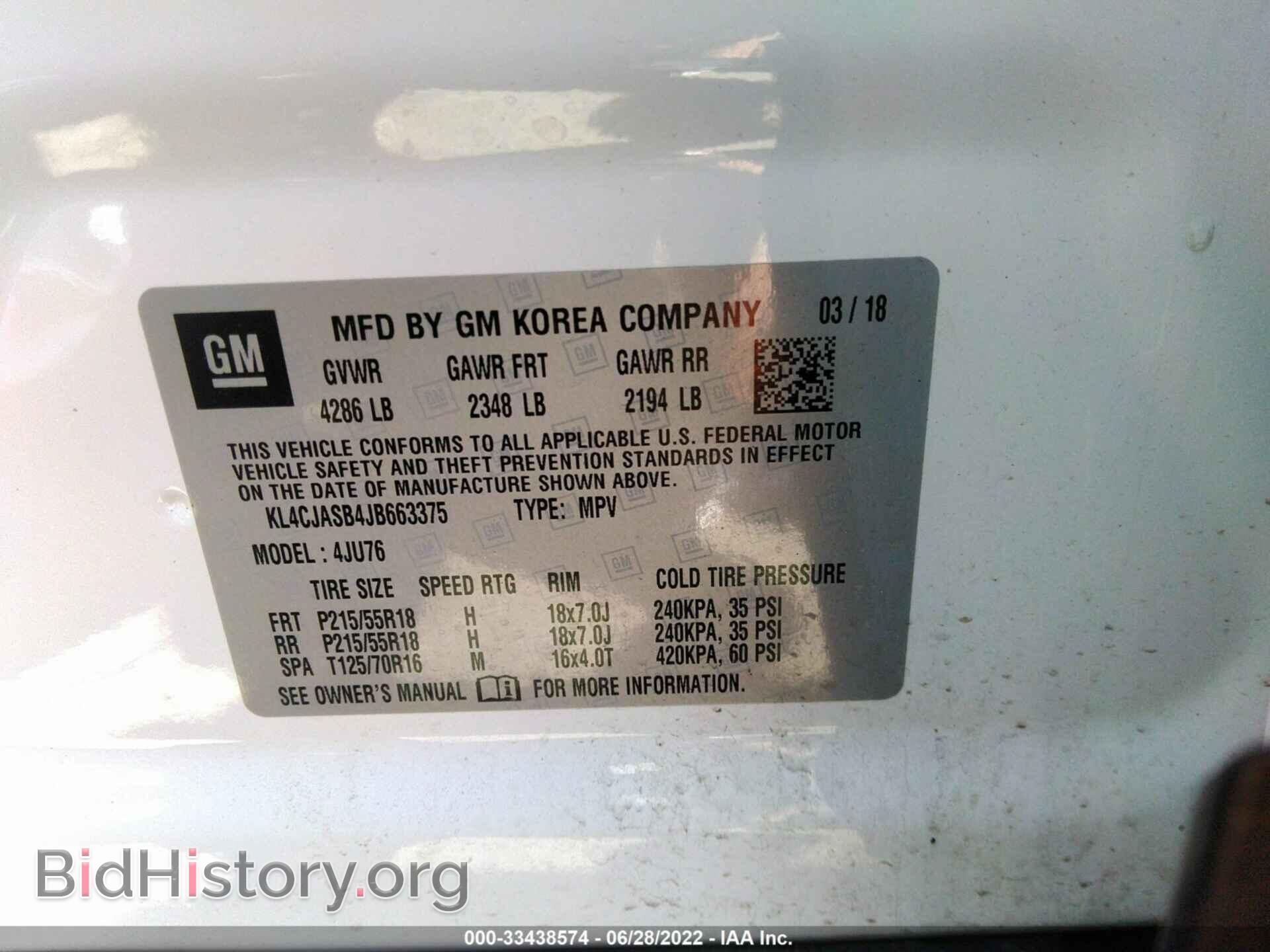 2018 BUICK ENCORE - VIN: KL4CJASB4JB663375 - Photo 9