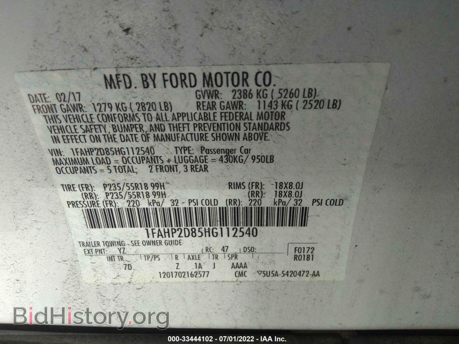 2017 FORD TAURUS - VIN: 1FAHP2D85HG112540 - Photo 9
