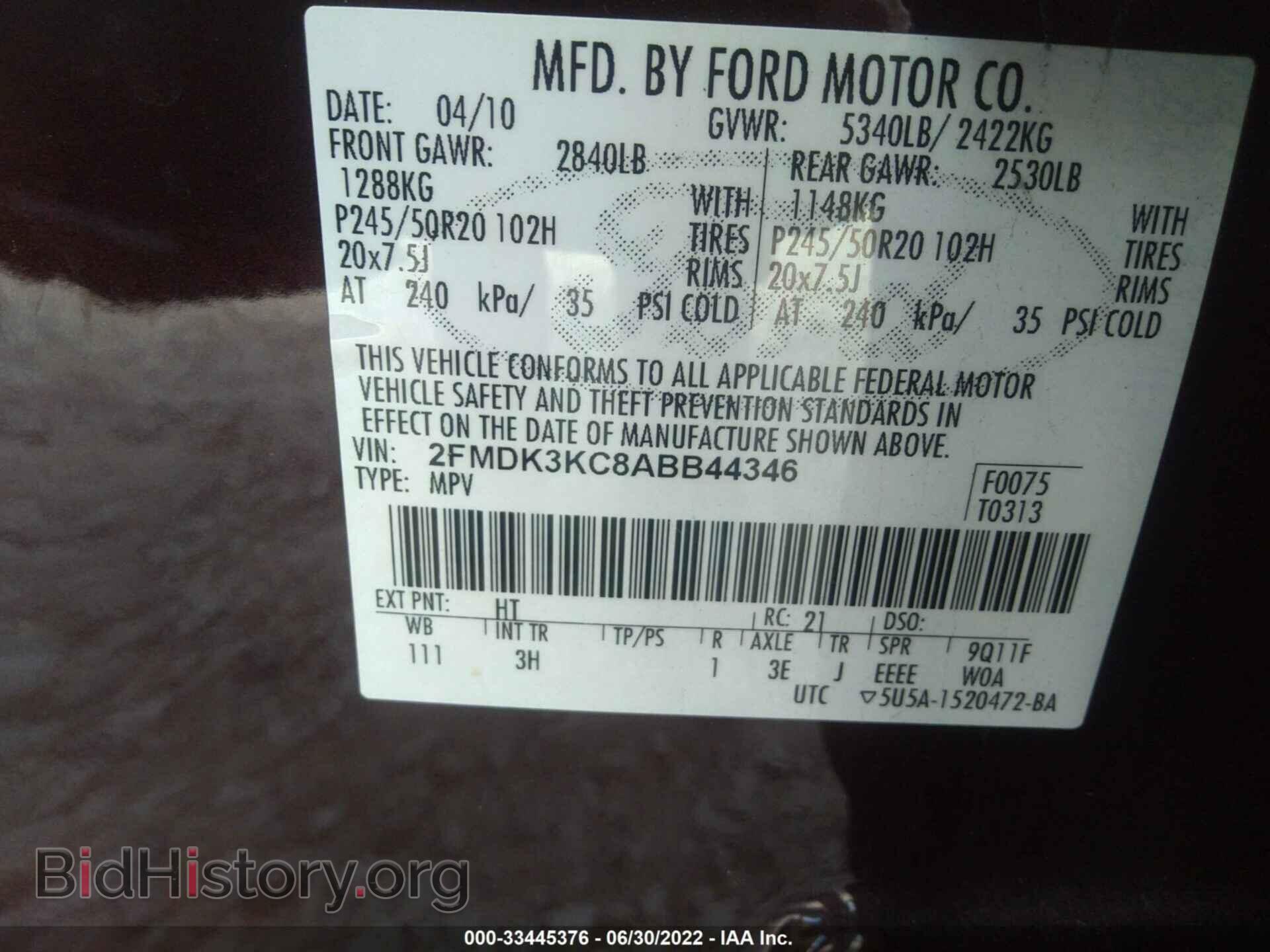 2010 FORD EDGE - VIN: 2FMDK3KC8ABB44346 - Photo 9